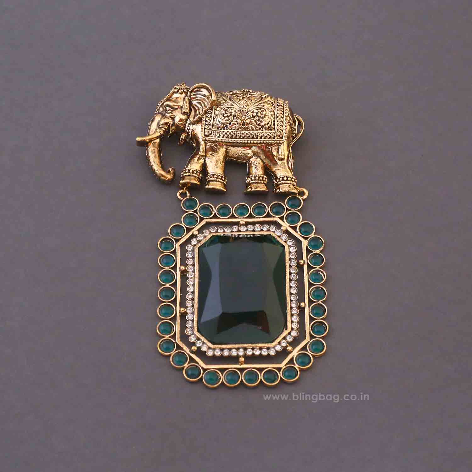 Emerald Gajraj Brooch - Image 3
