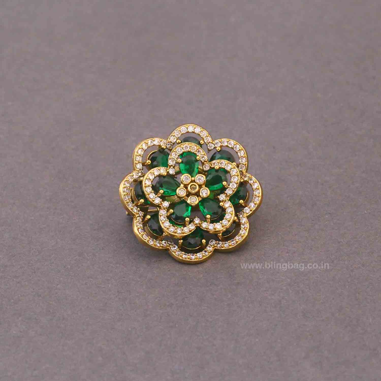 Emerald Gerbera Daisy Brooch - Image 2
