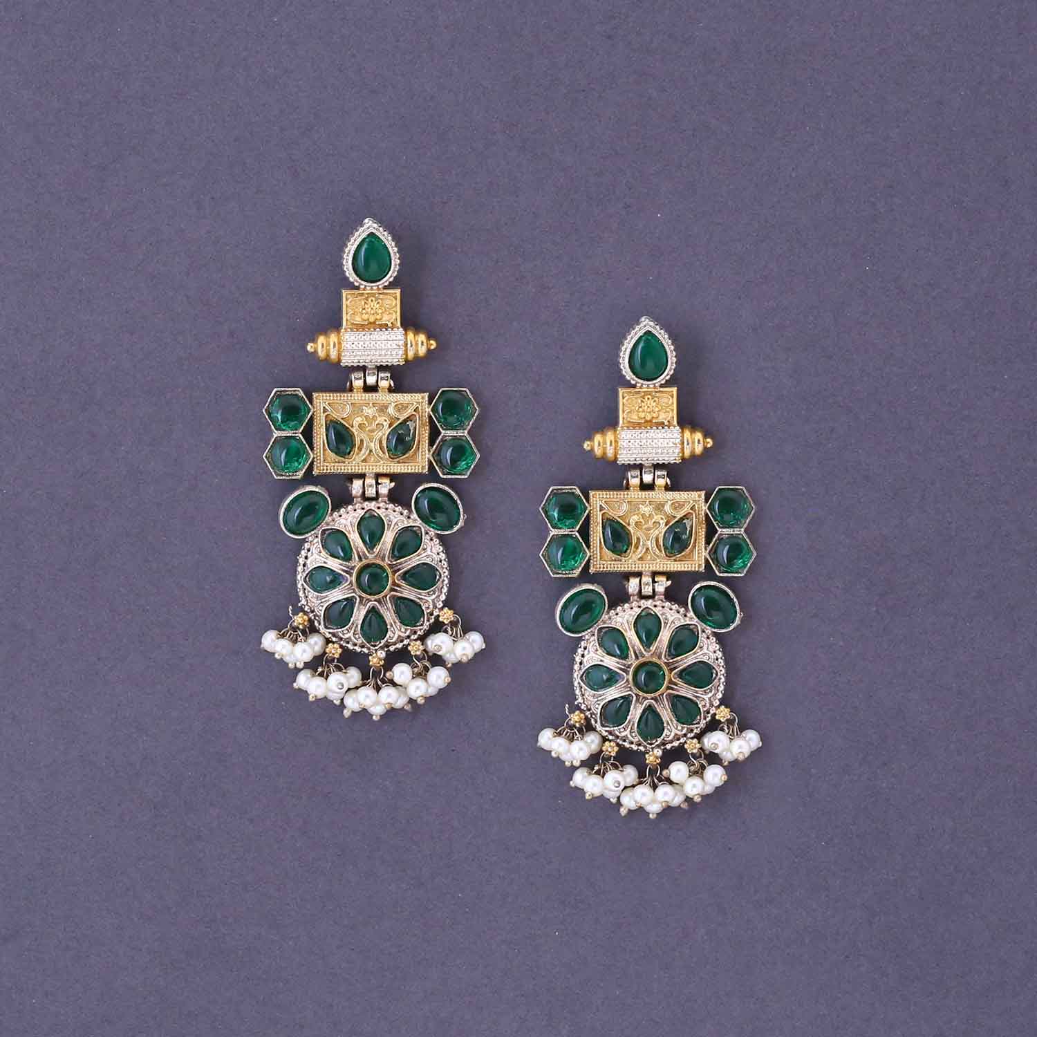 Emerald Girisa Oxidised Danglers - Image 3