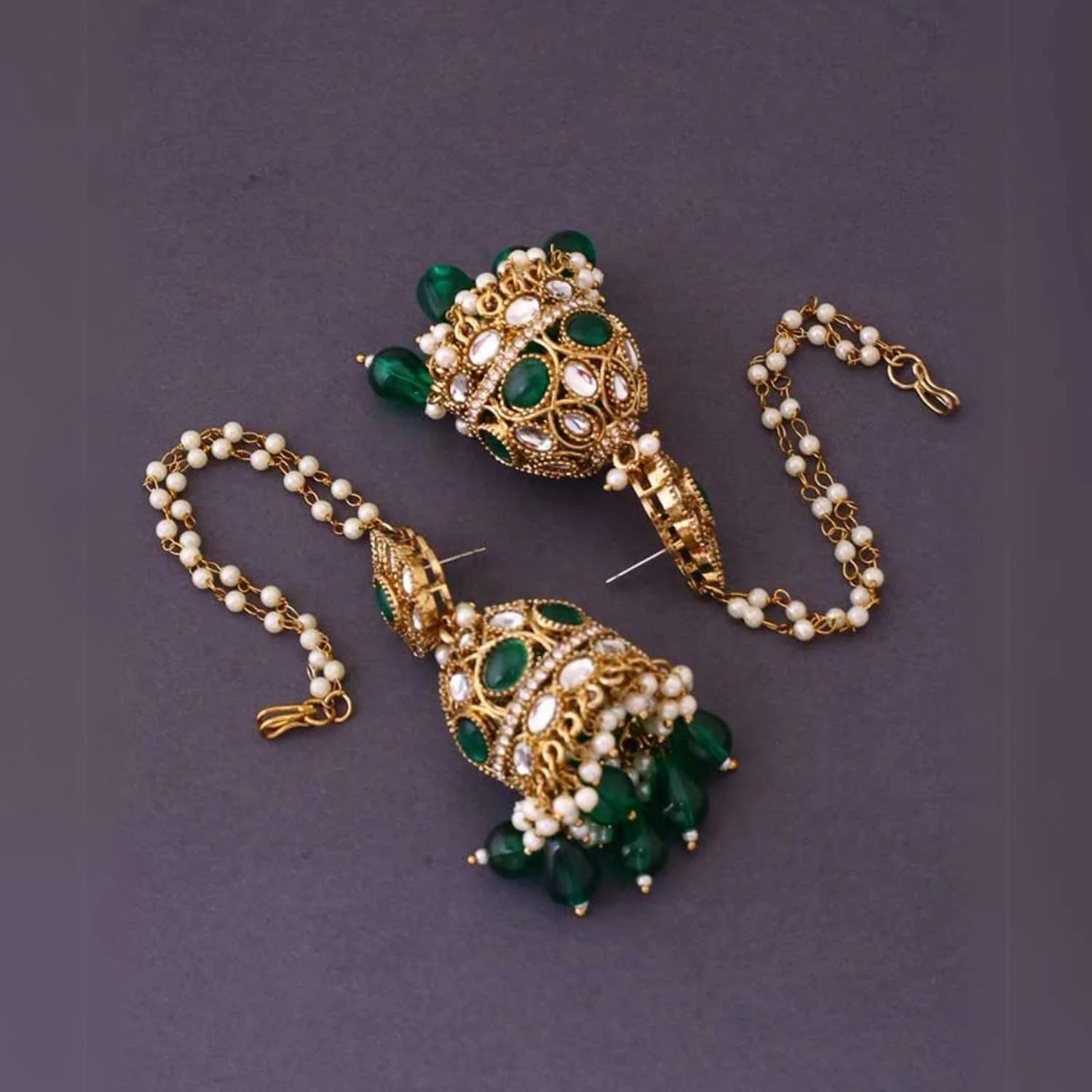 Emerald Gita Sahara Jhumkis - Image 3