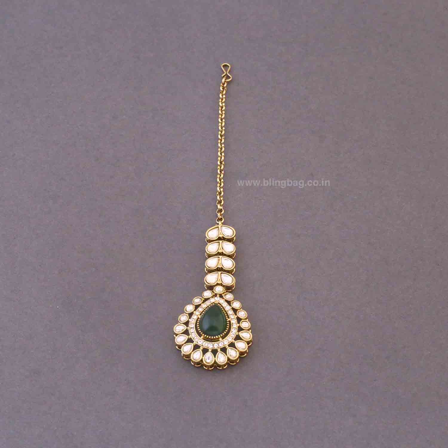 Emerald Gritriya Maang Tikka - Image 2