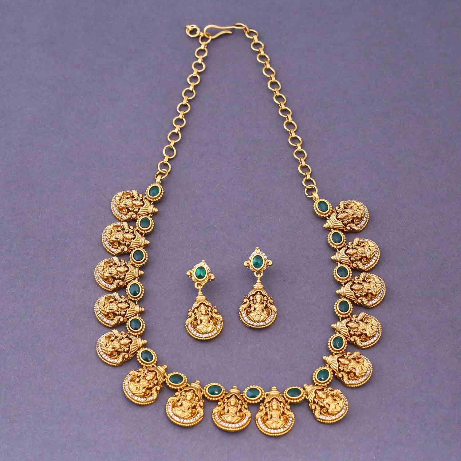 Emerald Gyanadhatri Temple Jewellery Set- New Arrival - Image 3