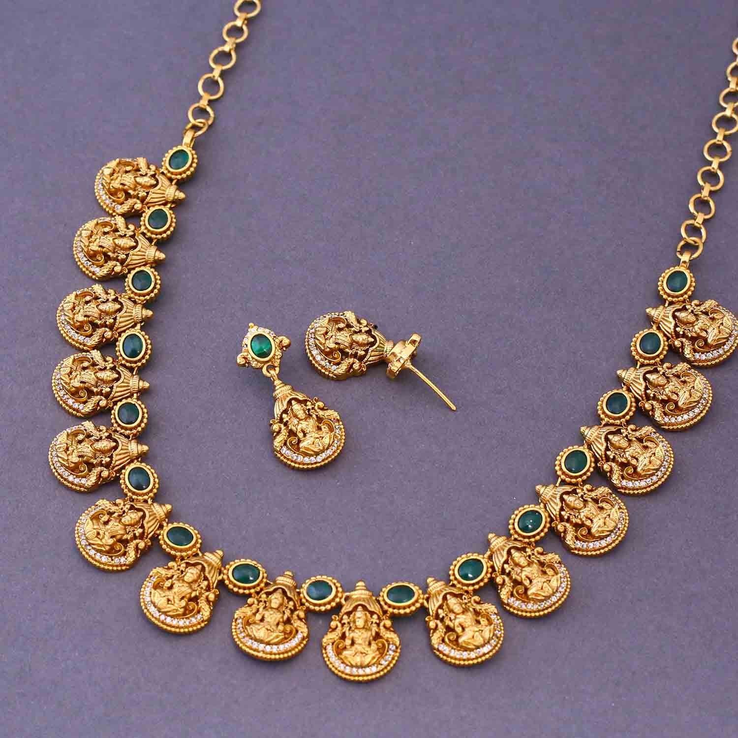 Emerald Gyanadhatri Temple Jewellery Set- New Arrival - Image 4