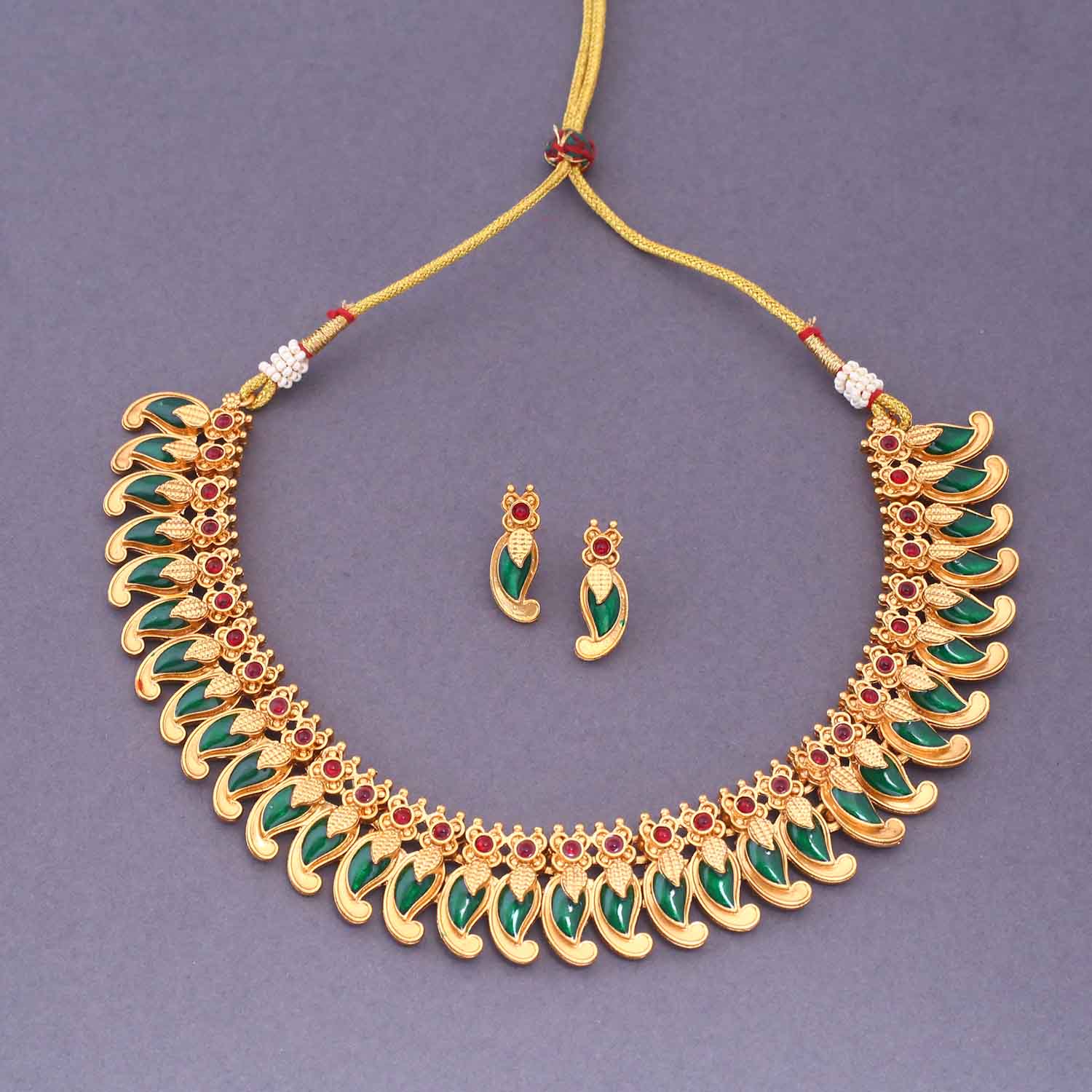 Emerald Hemasri Antique Jewellery Set - New Arrival - Image 3