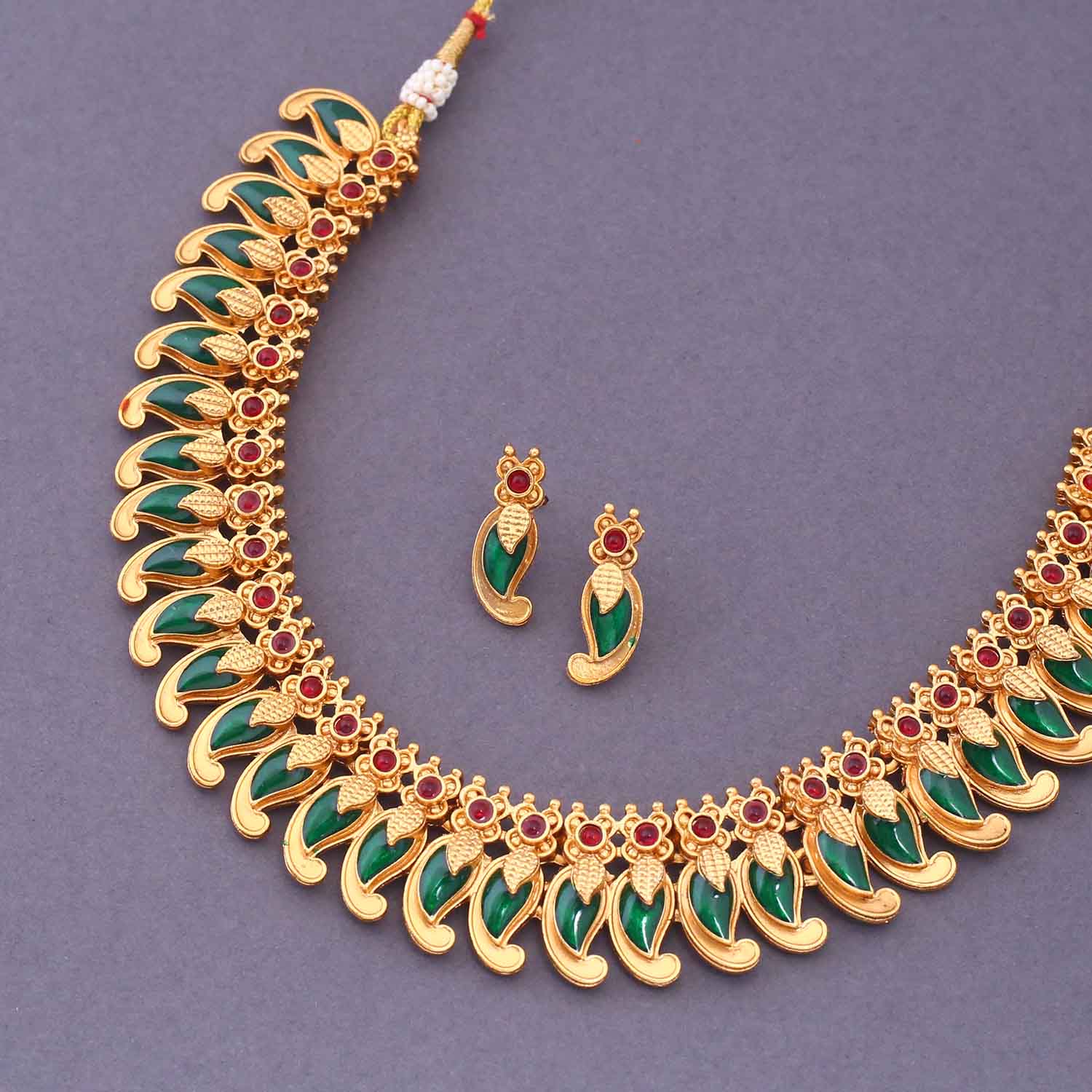 Emerald Hemasri Antique Jewellery Set - New Arrival - Image 4