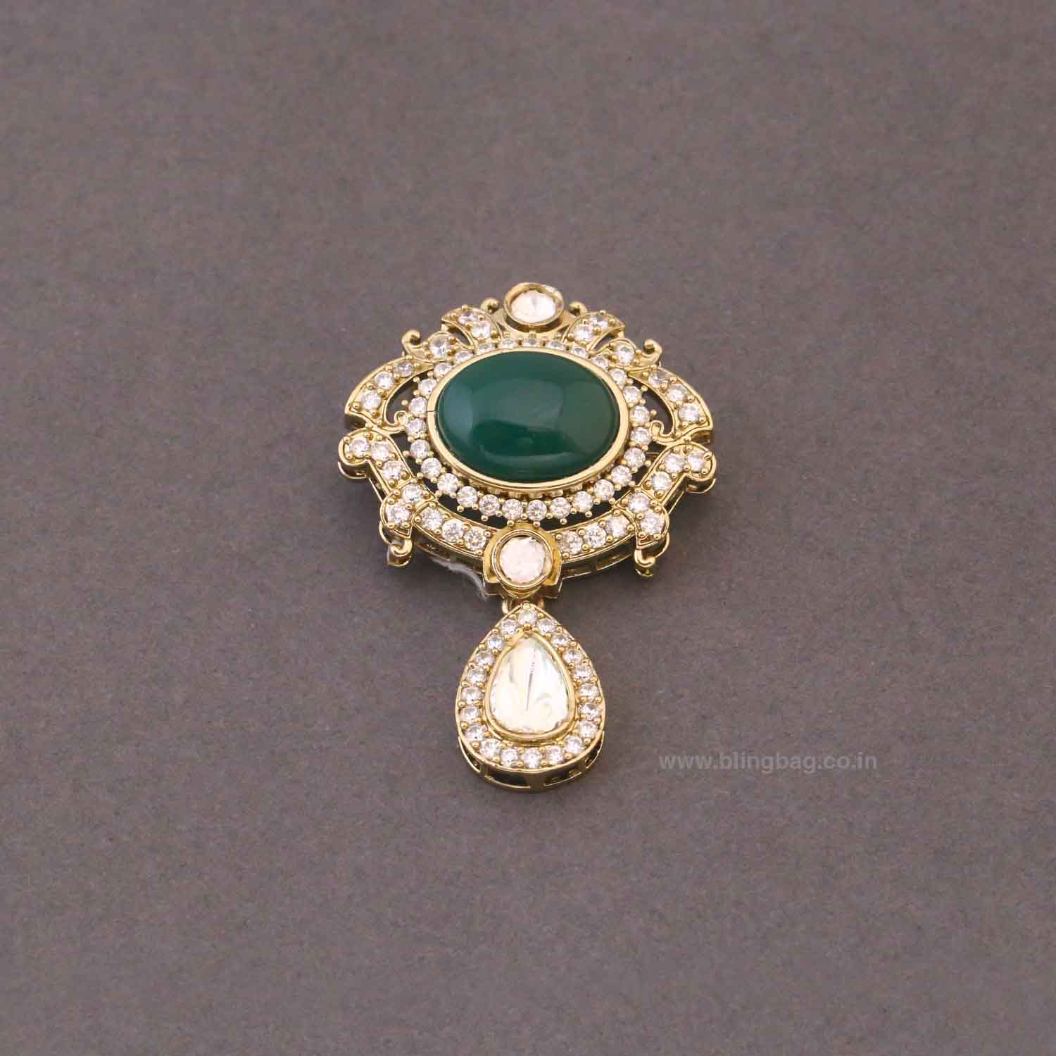 Emerald Imperial Tear Brooch - Image 3