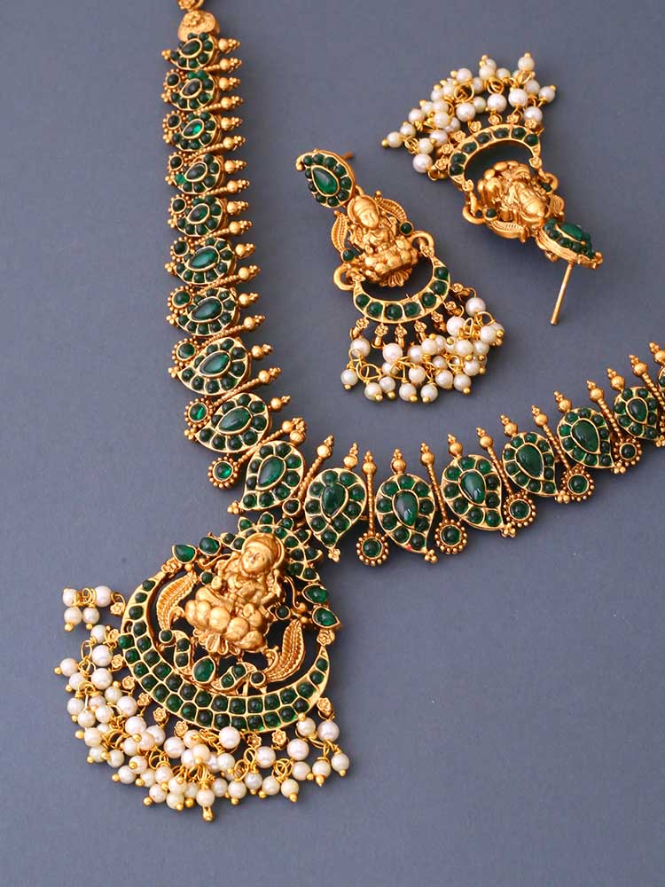 Emerald Indra Temple Jewellery Set - New Arrival - Image 4