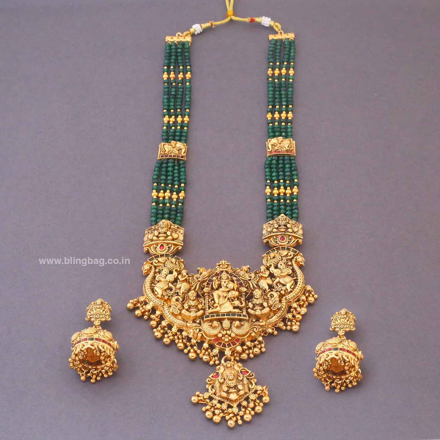 Emerald Jagatjanani Temple Jewellery Set - New Arrival - Image 3