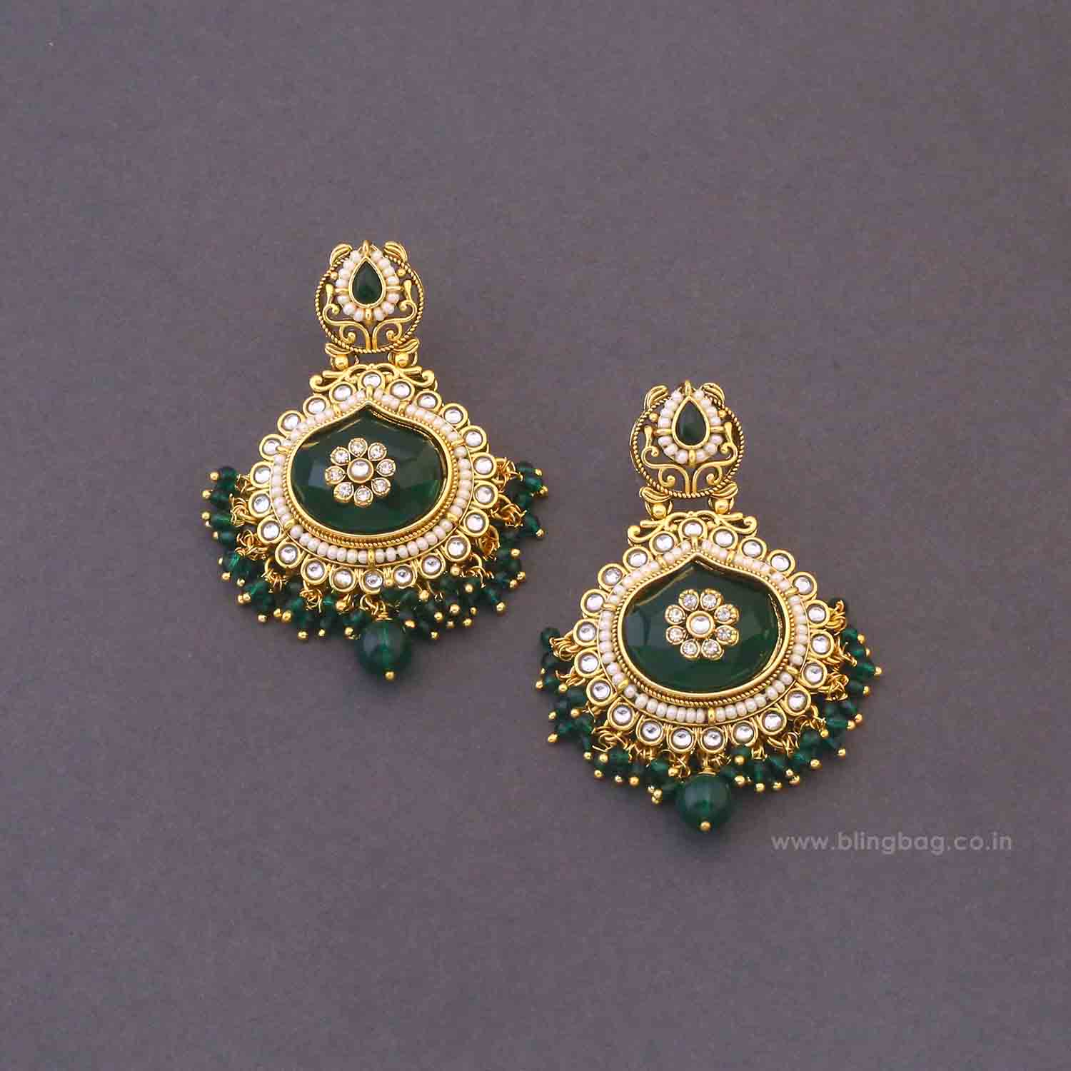 Emerald Jaiwanti Bridal Jewellery Set - Image 6