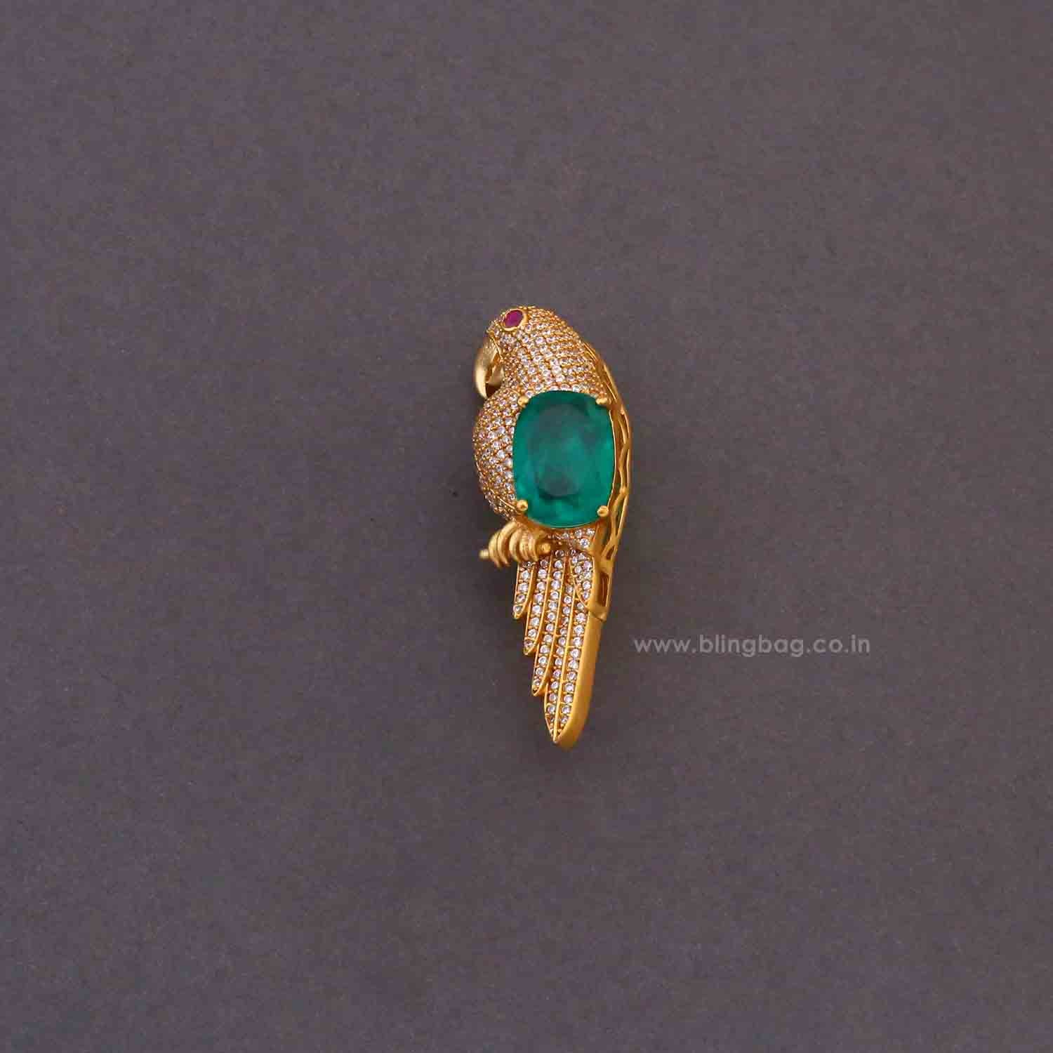 Emerald Jewel Parrot Brooch - Image 3