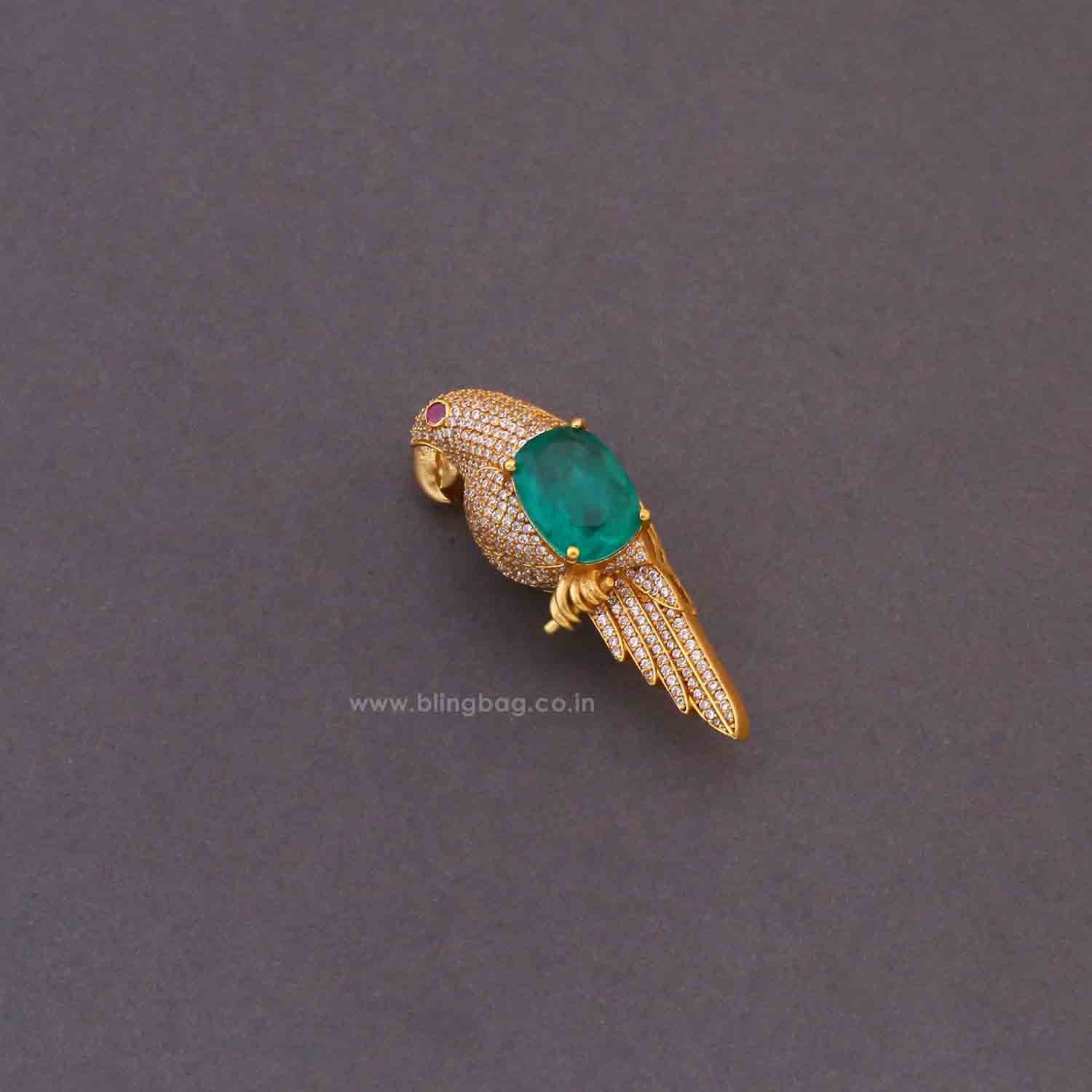 Emerald Jewel Parrot Brooch - Image 4