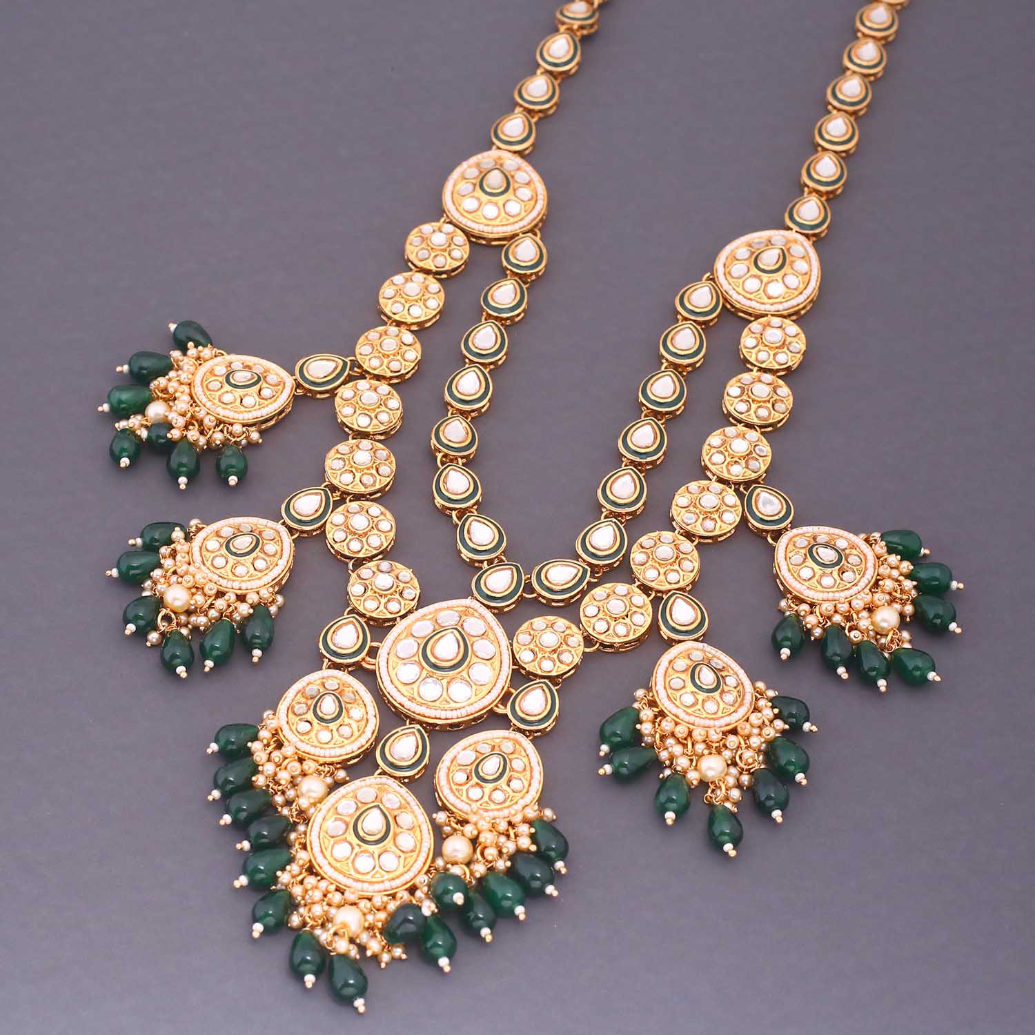 Emerald Jhanvi Kundan Bridal Jewellery Set - Image 4