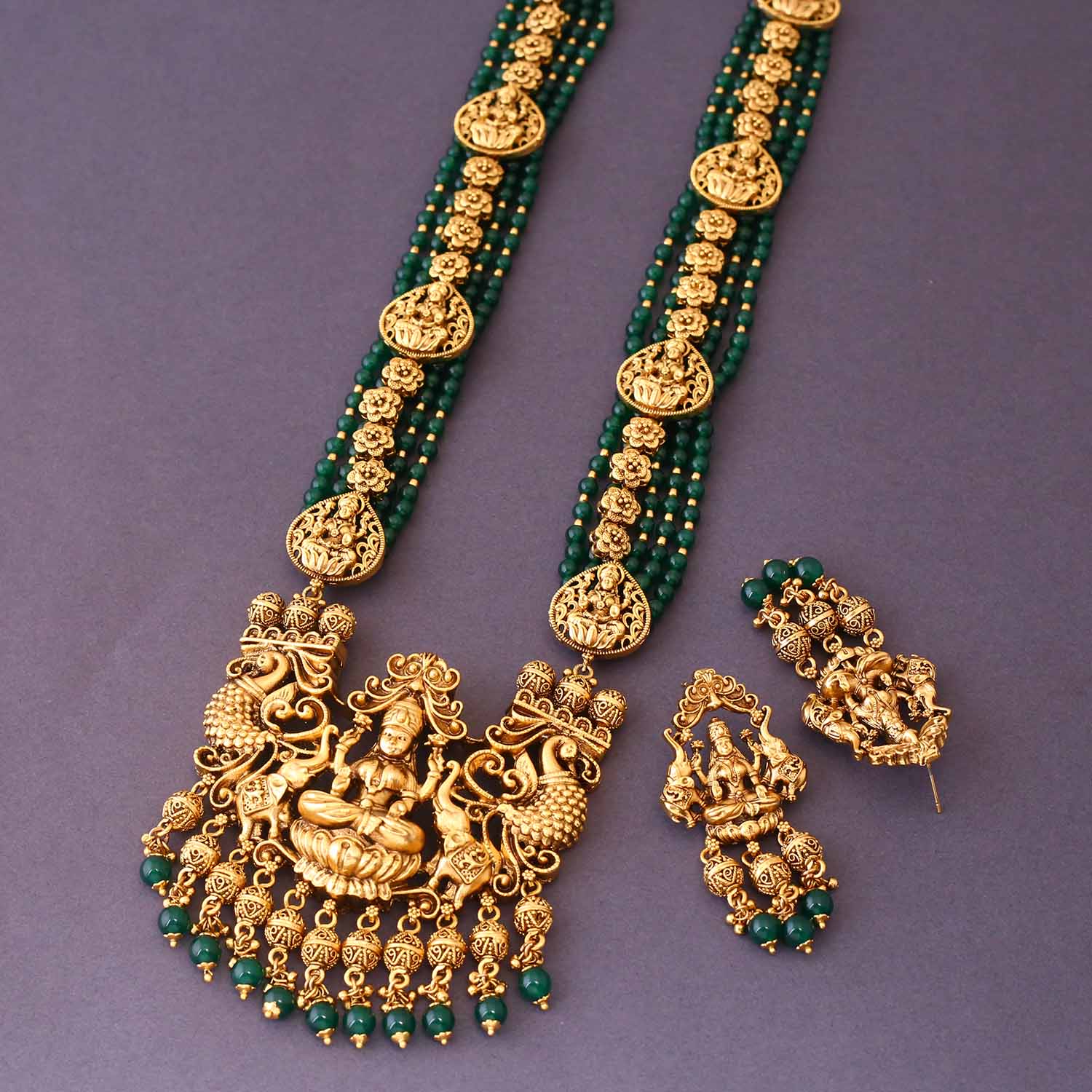 Emerald Kamakhya Temple Jewellery Set - New Arrival - Image 4
