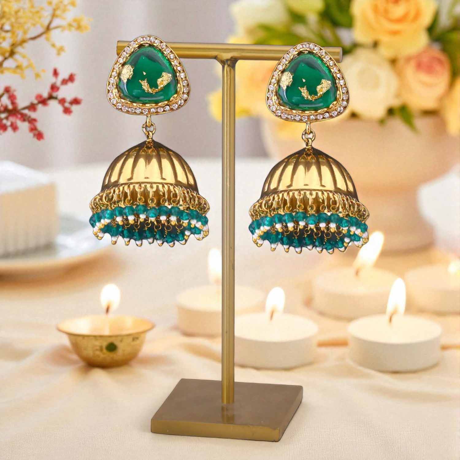 Emerald Kasturi Jhumkis - Image 2