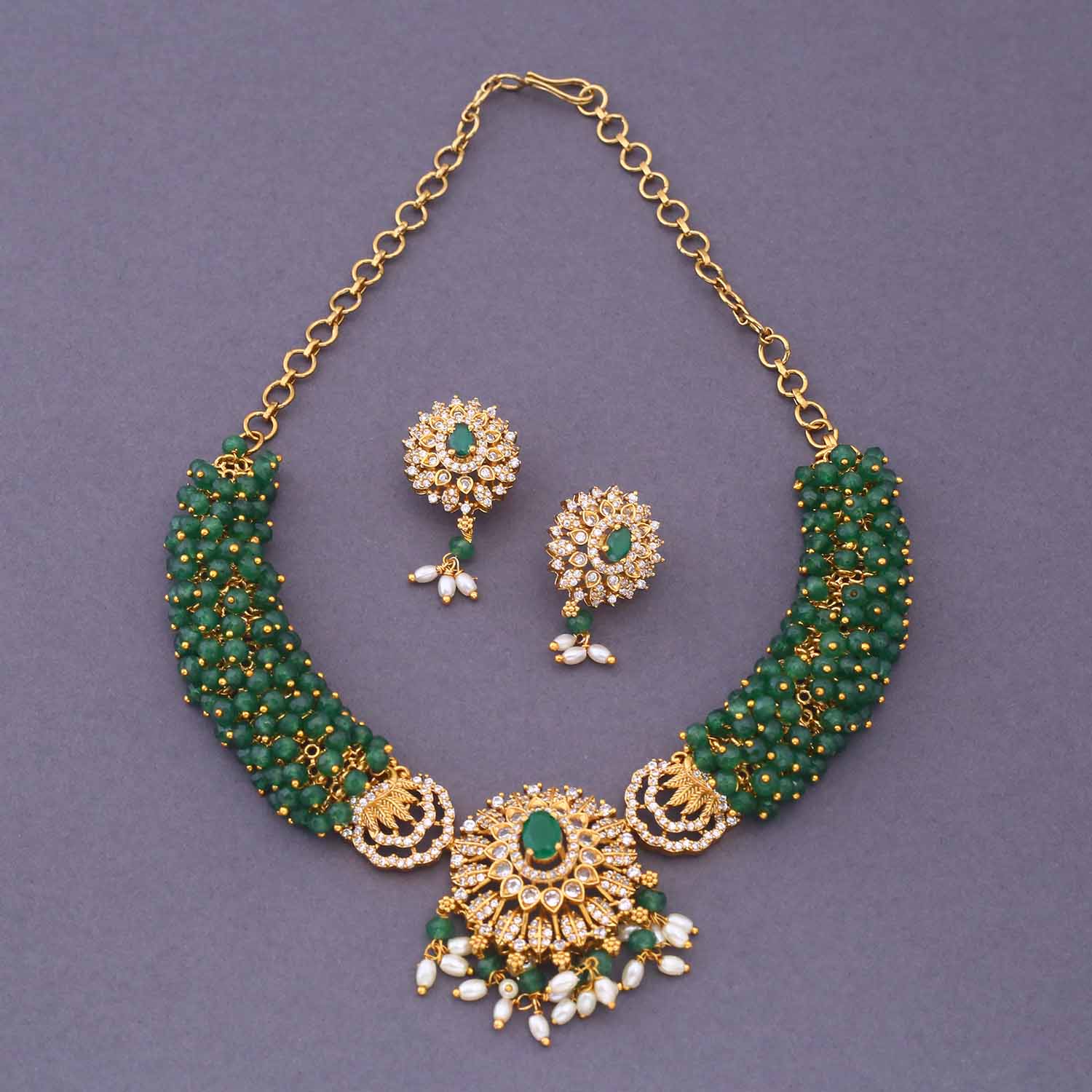 Emerald Kheyali Antique Jewellery Set - New Arrival - Image 3