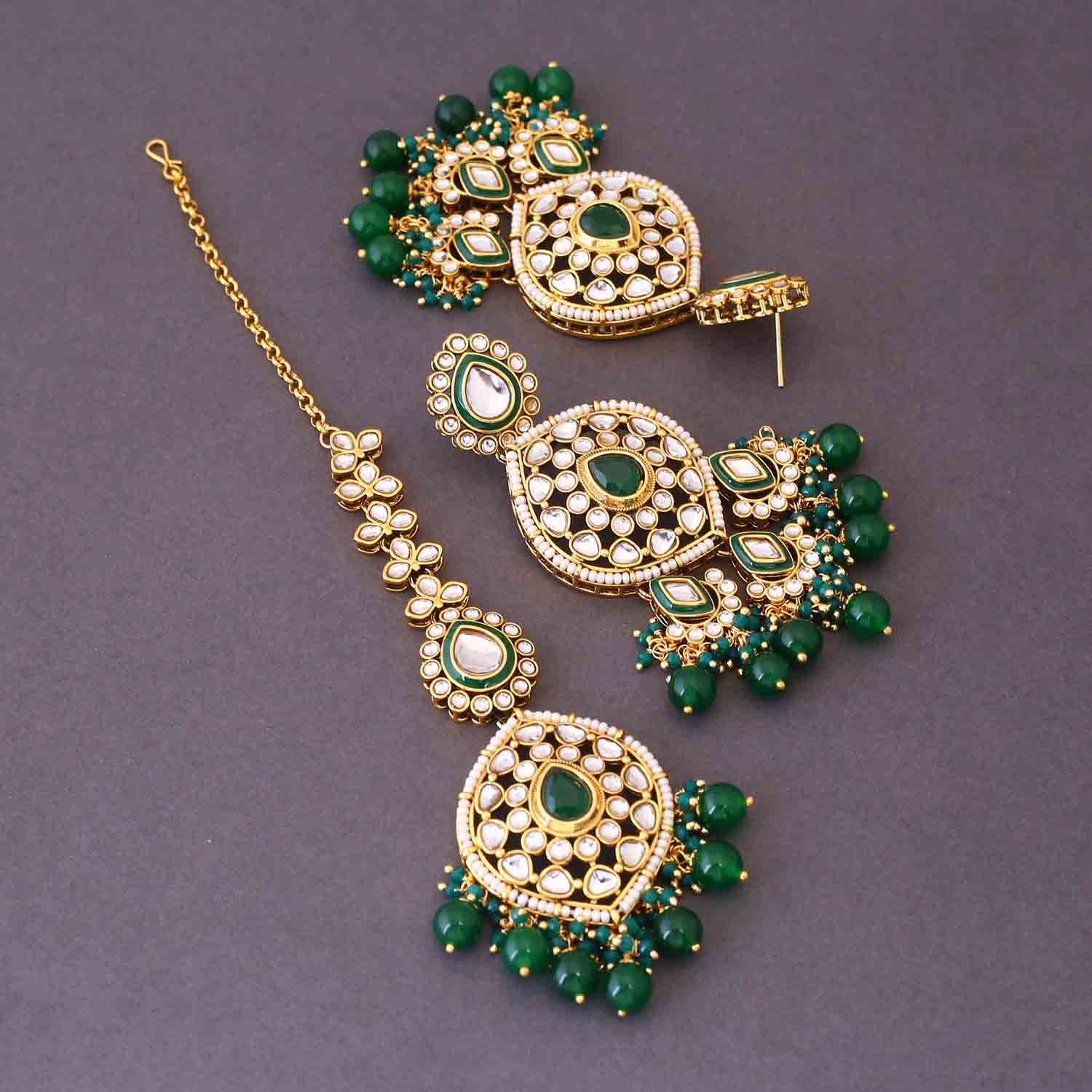 Emerald Kusum Maang Tikka Set - Image 4