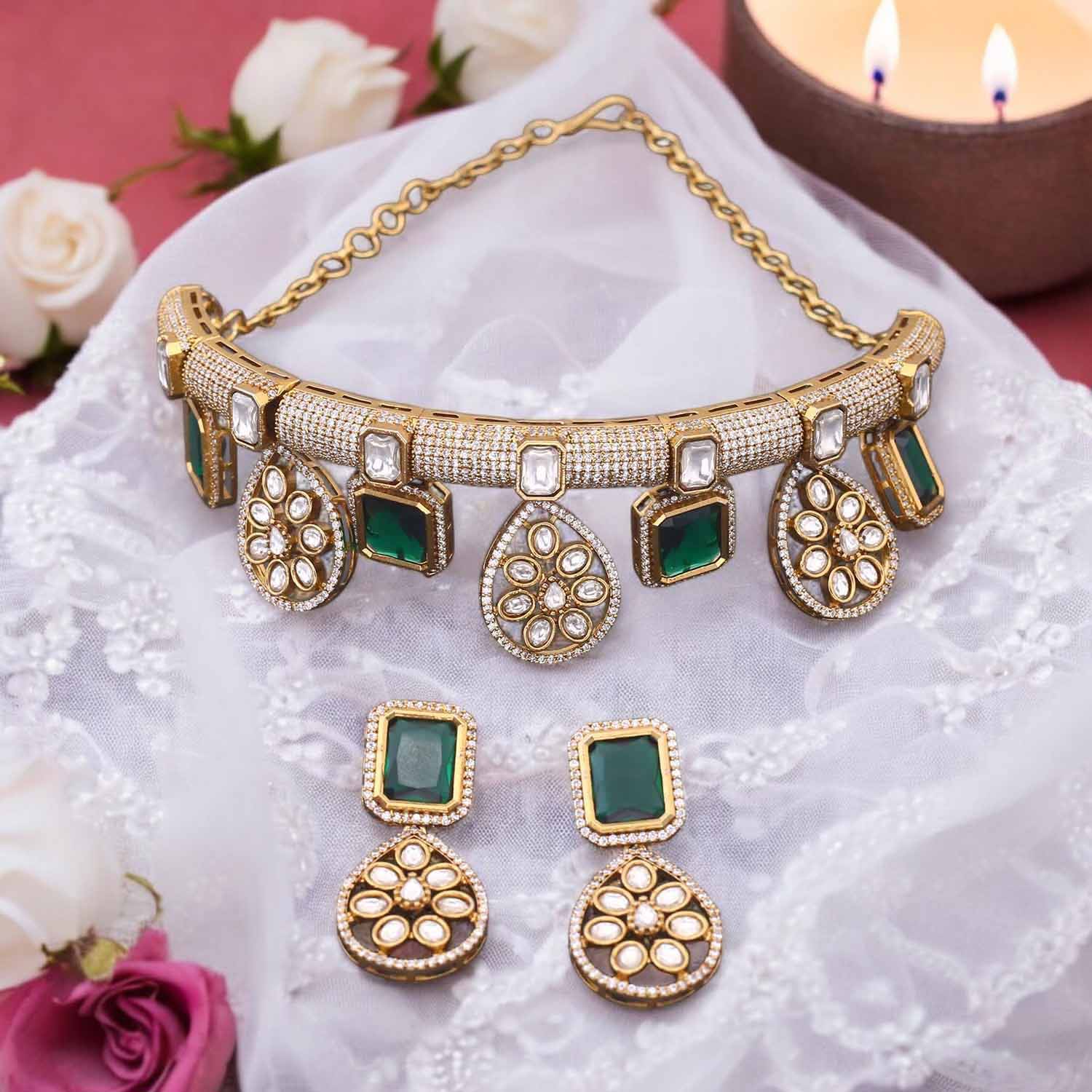 Emerald Lace Victorian Jewellery Set - New Arrival