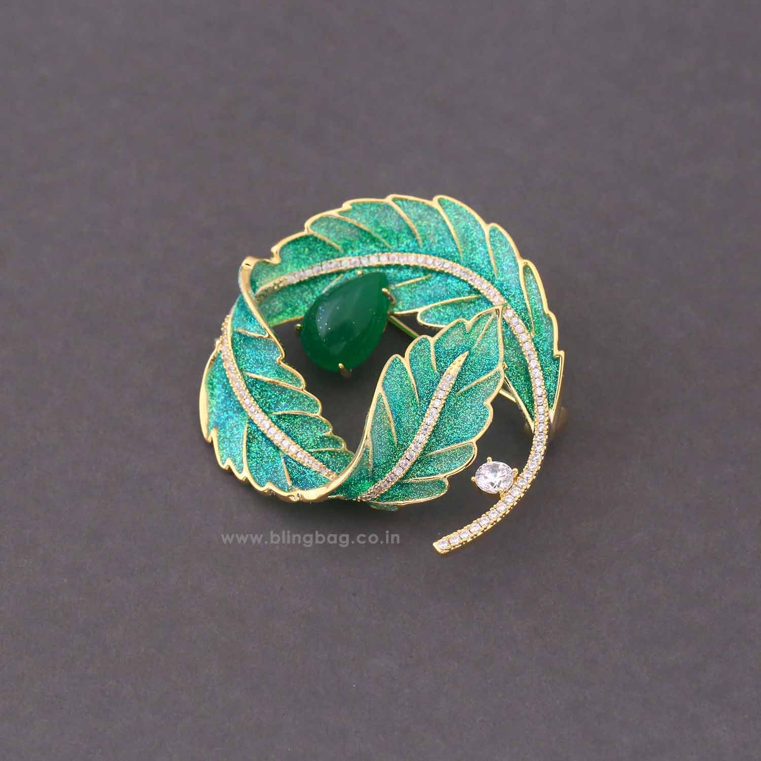 Emerald Leaf Brooch - Image 3