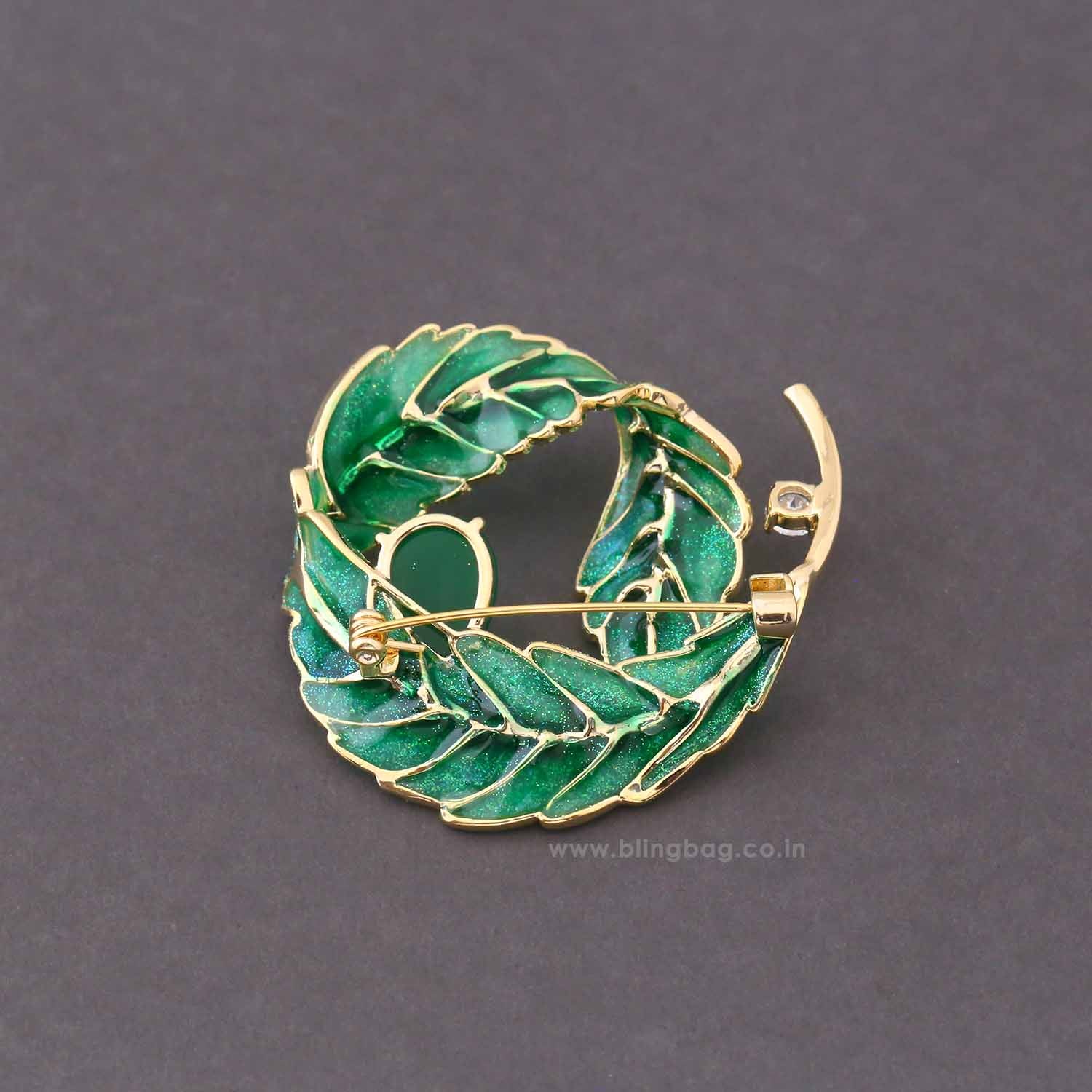 Emerald Leaf Brooch - Image 4