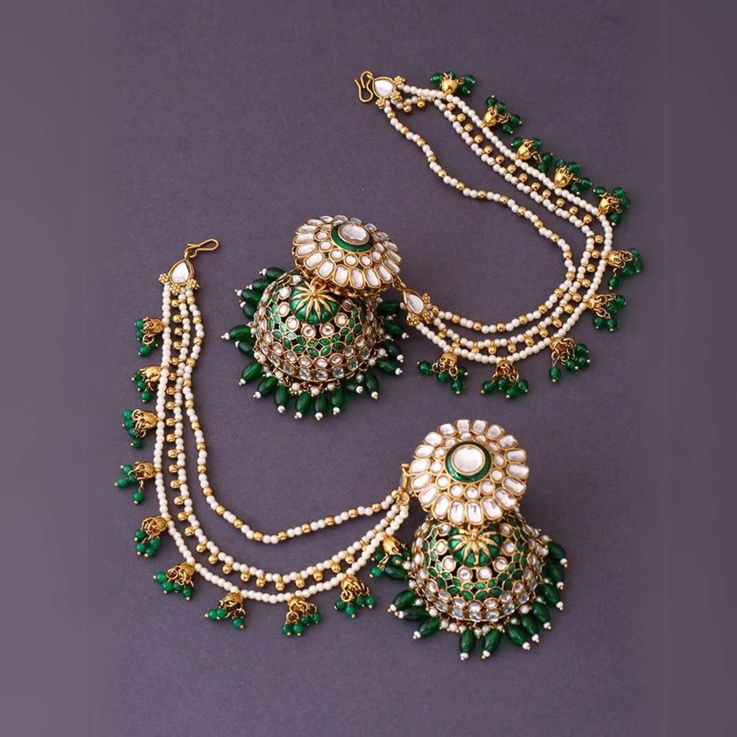 Emerald Leher Sahara Jhumkis - Image 3