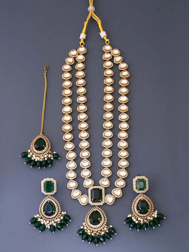 Emerald Lexi Kundan Jewellery Set - Image 3