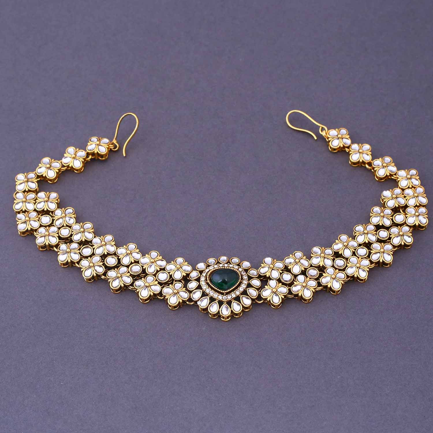 Emerald Madhura Semi-Bridal Jewellery Set - Image 4