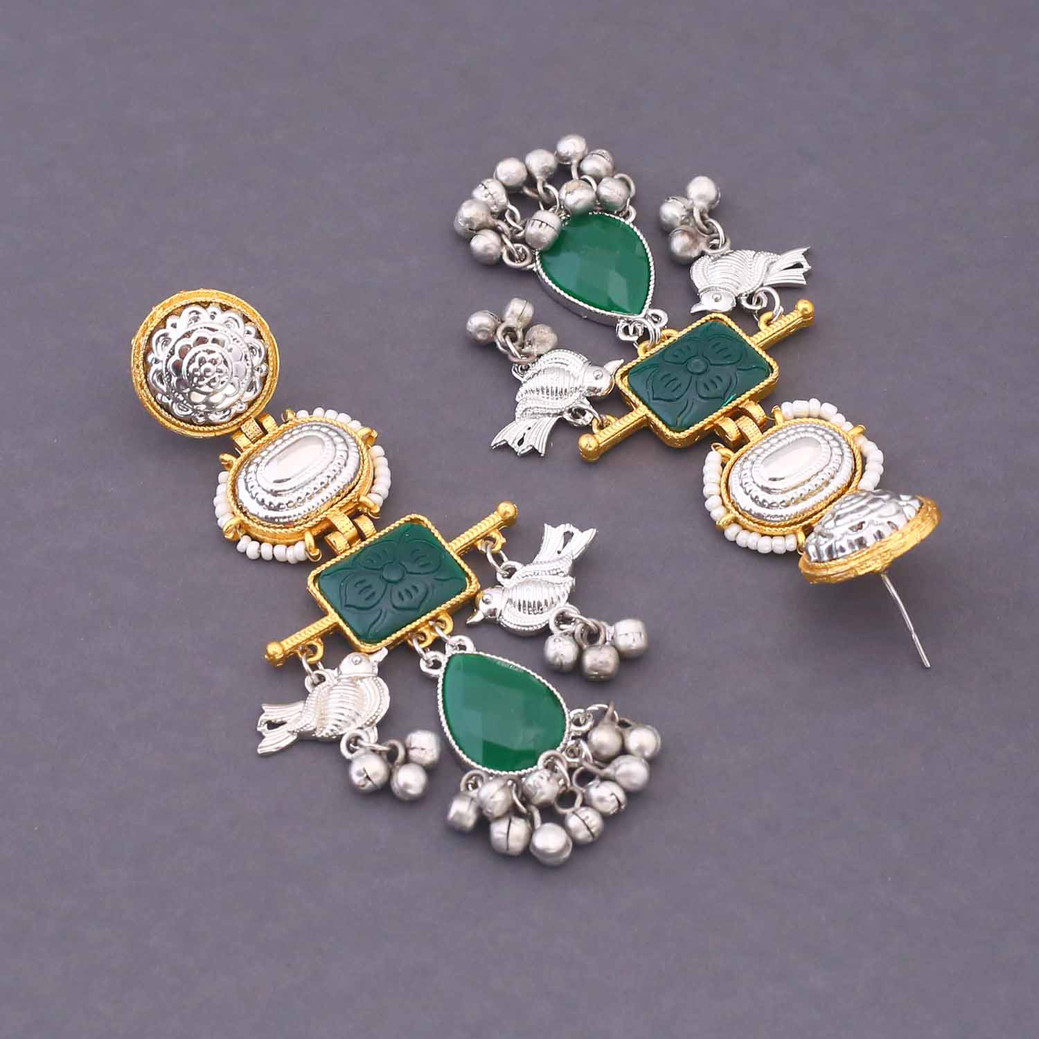 Emerald Mahira Oxidised Danglers - Image 4