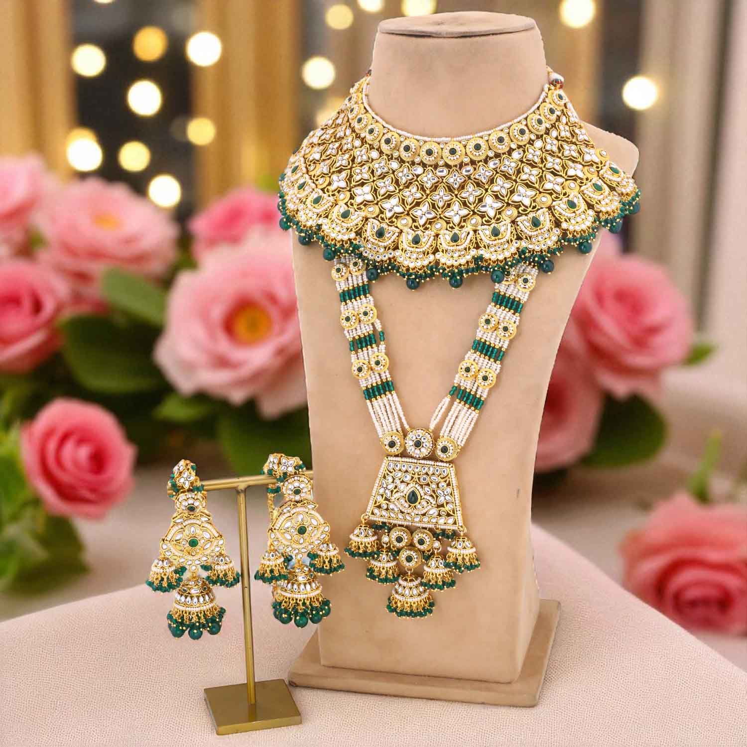 Emerald Manmayi Kundan Bridal Jewellery Set - Image 3