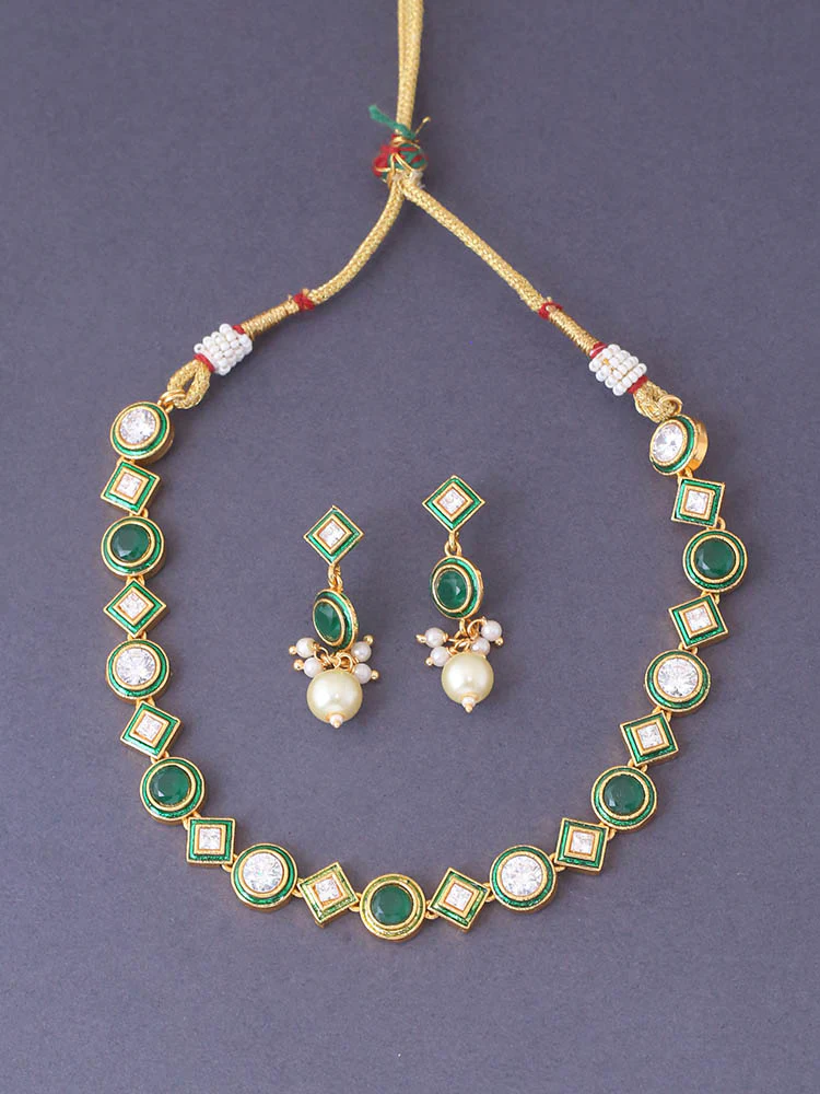 Emerald Mansvi Kundan Jewellery Set - Image 3