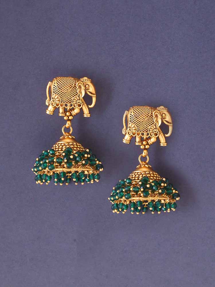 Emerald Mira Temple Jhumkis - Image 2