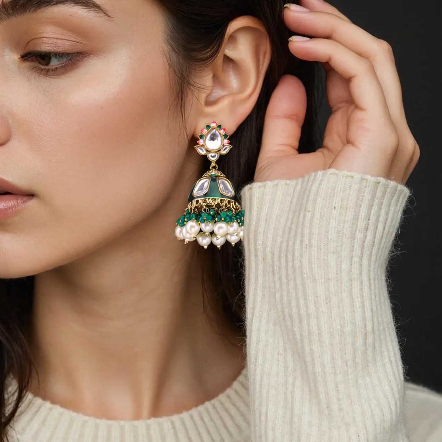 Emerald Munira Jhumkis - Image 2