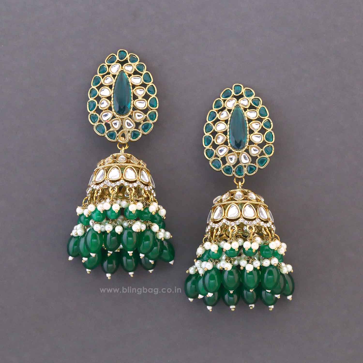 Emerald Nilanjana Jhumkis - Image 3