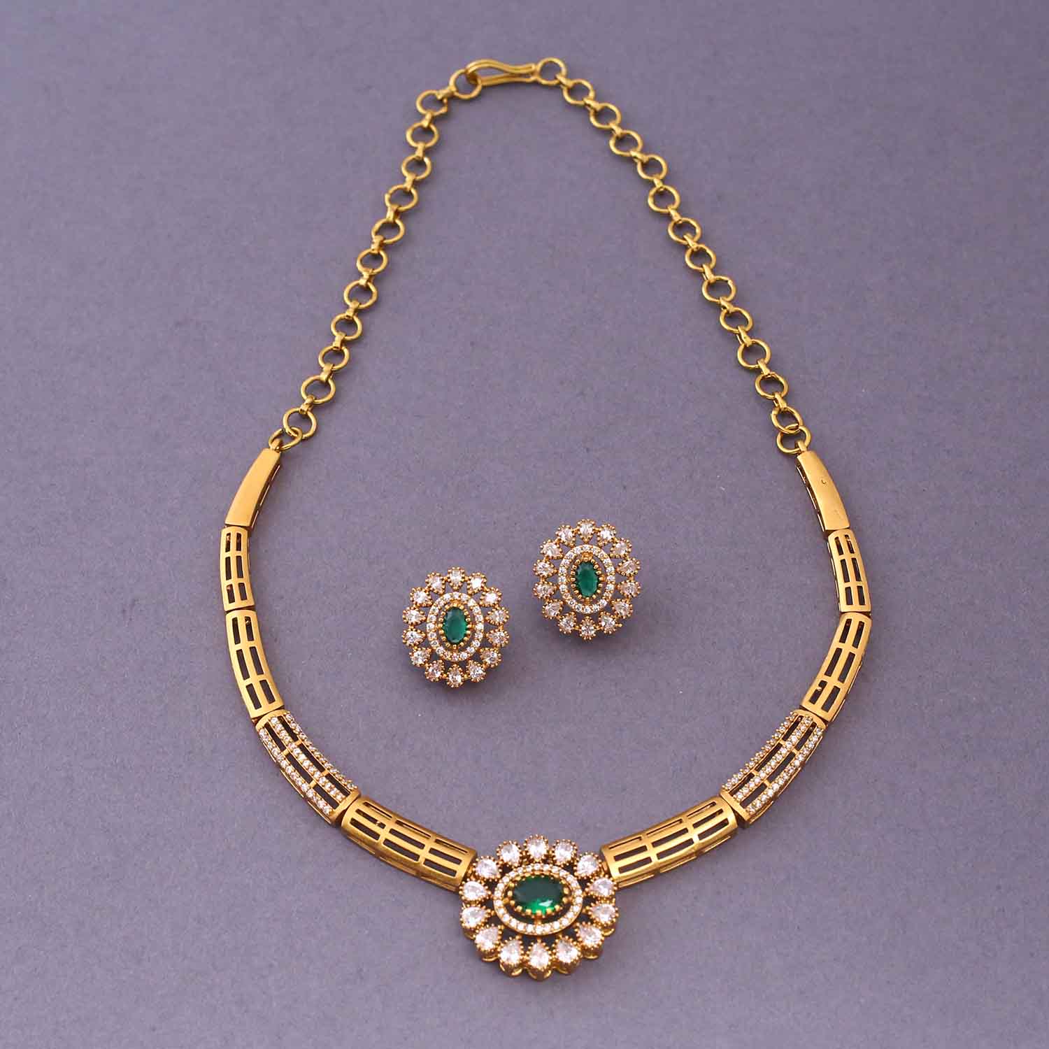 Emerald Parmila Hasli Antique Jewellery Set-New Arrival - Image 3