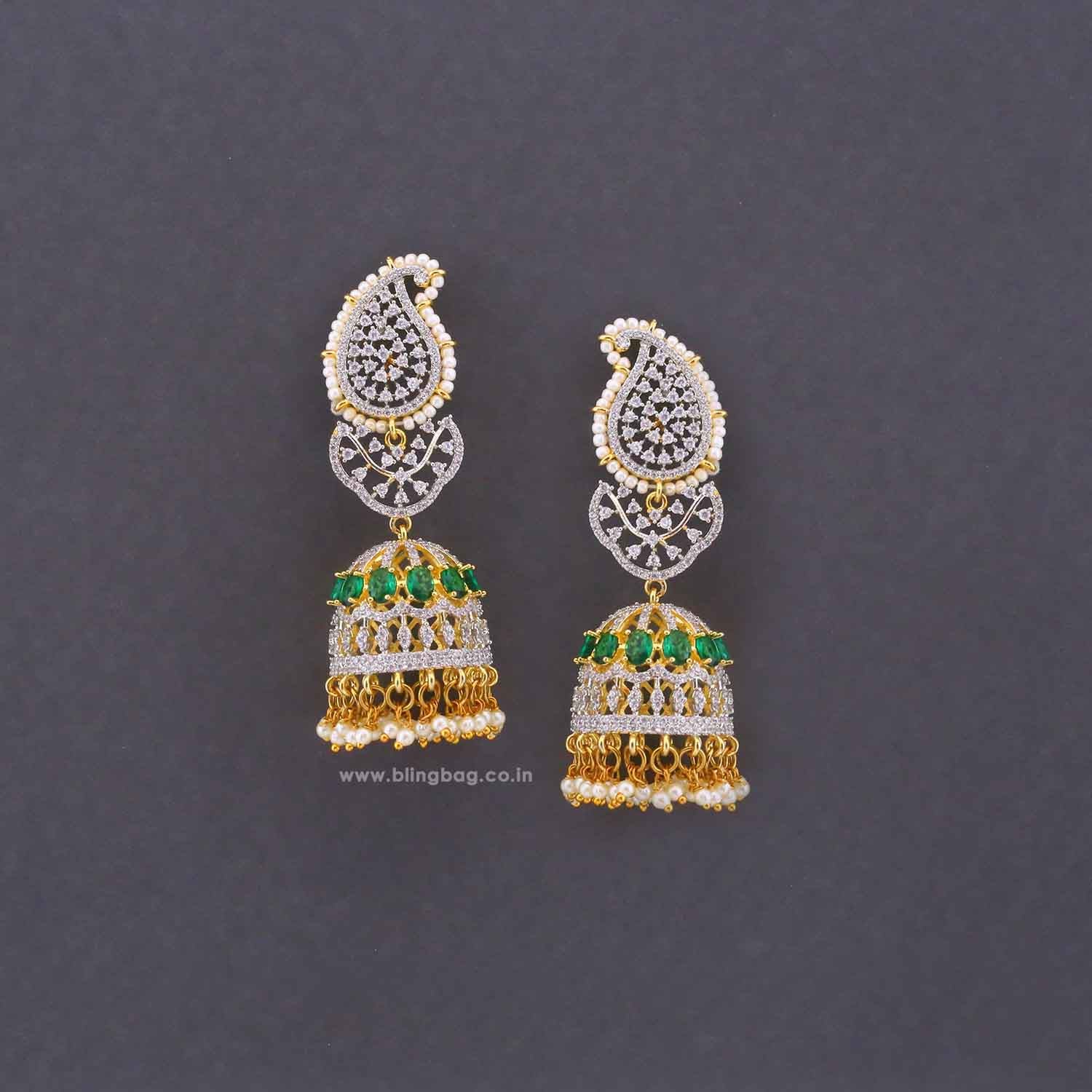 Emerald Polina Zirconia Jhumkis - Image 3