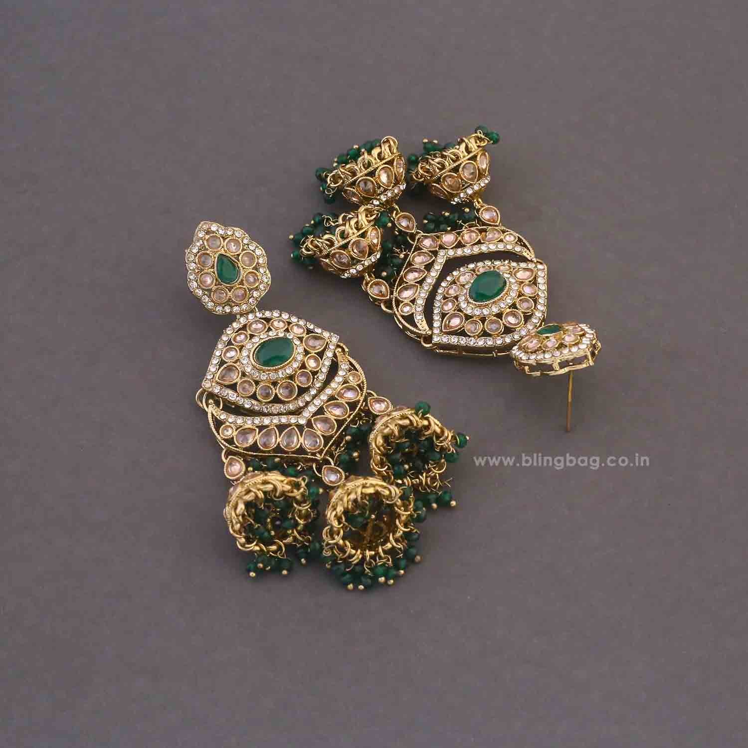 Emerald Pranjal Jhumkis - Image 4