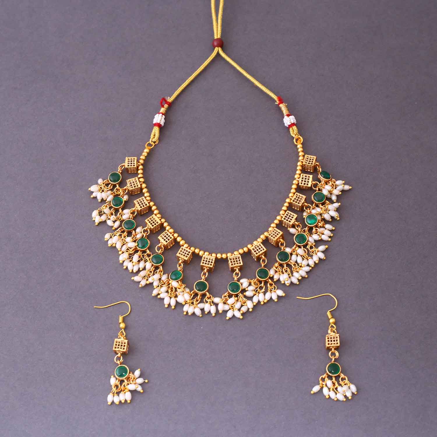 Emerald Ridhima Antique Jewellery Set- New Arrival - Image 3
