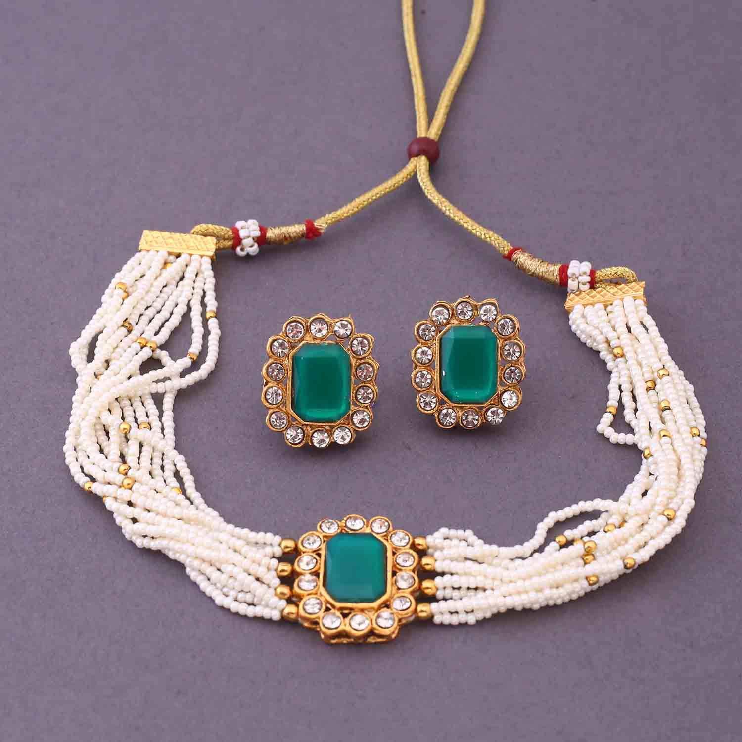 Emerald Rishna Antique Jewellery Set- New Arrival - Image 3