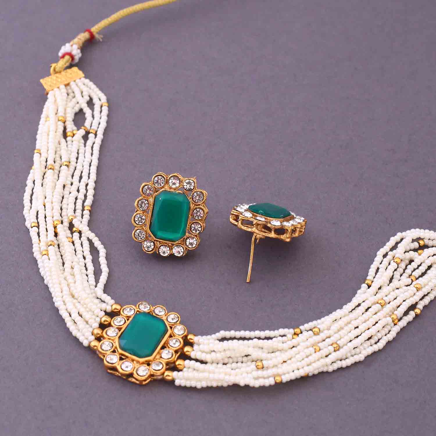 Emerald Rishna Antique Jewellery Set- New Arrival - Image 4