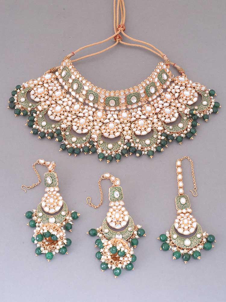 Emerald Rohira Kundan Jewellery Set - Image 4
