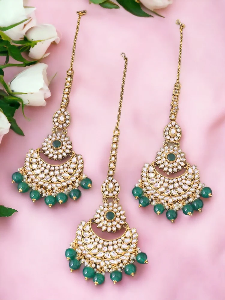Emerald Roshni Maang Tikka Set - Image 2