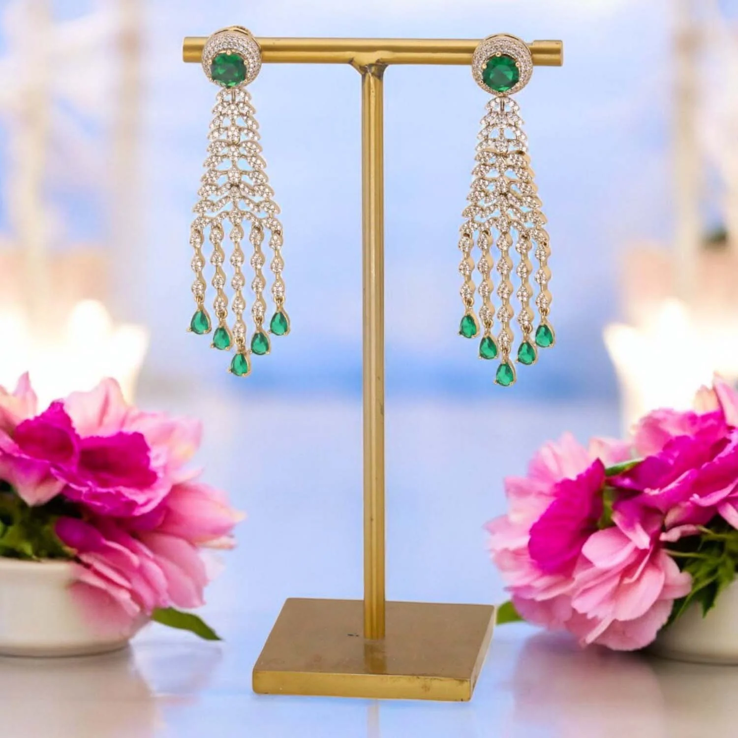 Emerald Rosina Zirconia Danglers