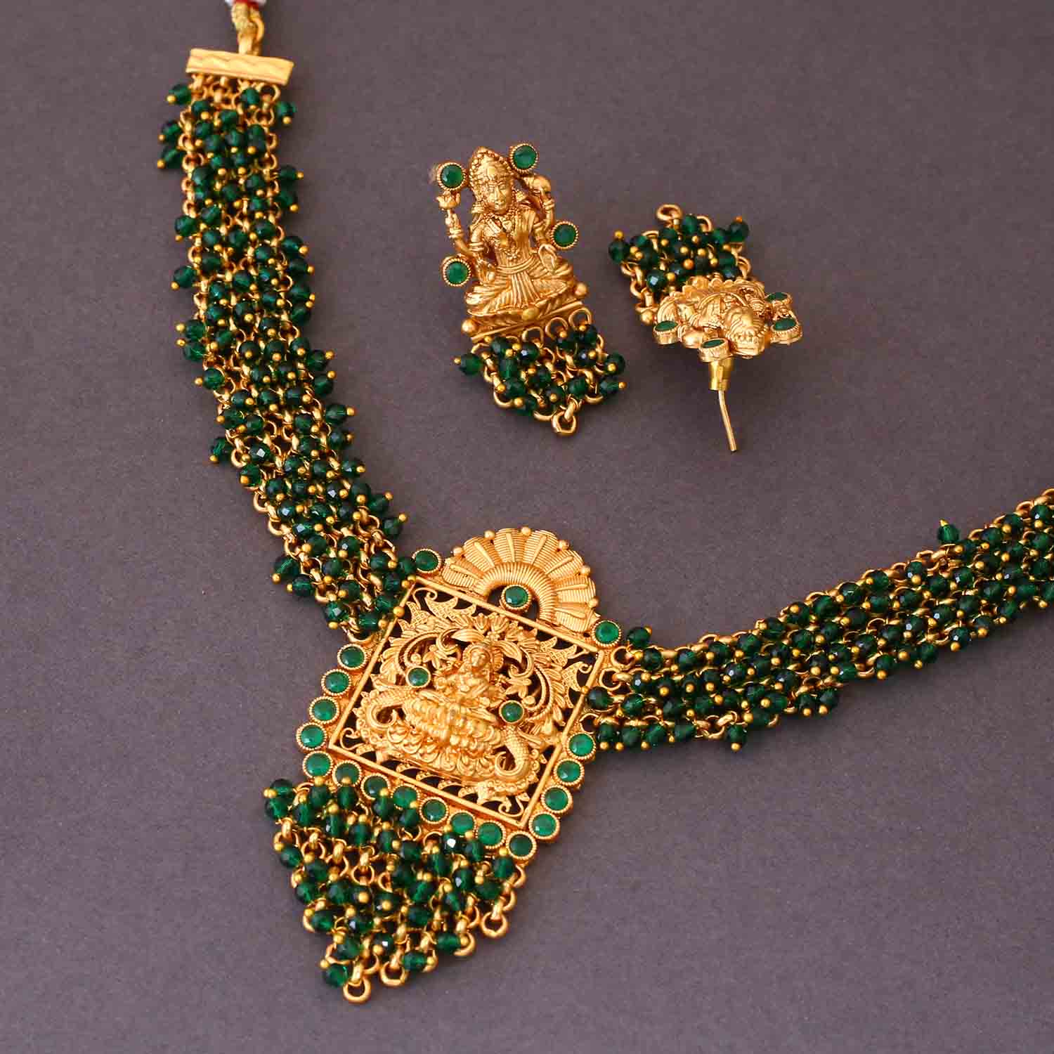 Emerald Rupal Temple Jewellery Set- New Arrival - Image 4