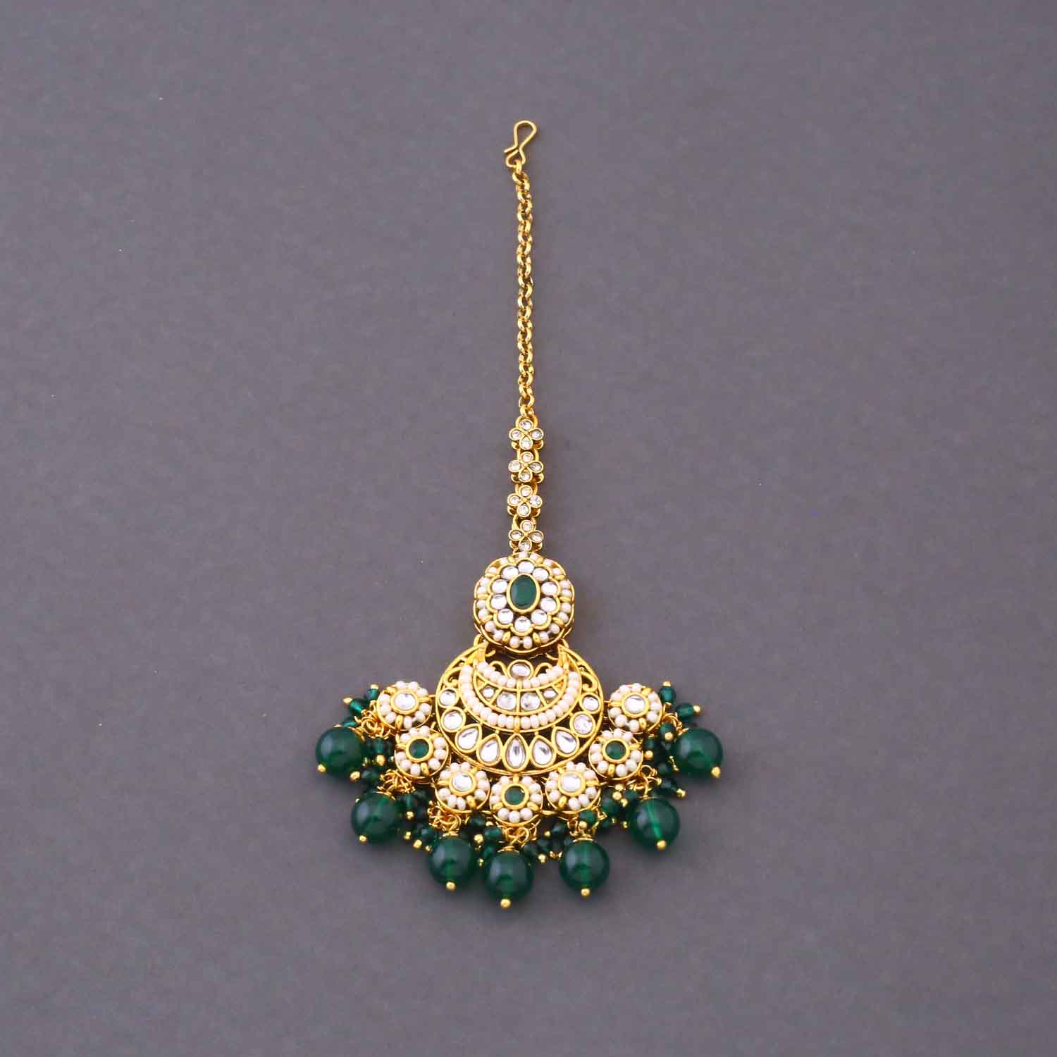 Emerald Ruvina Kundan Bridal Jewellery Set - Image 5
