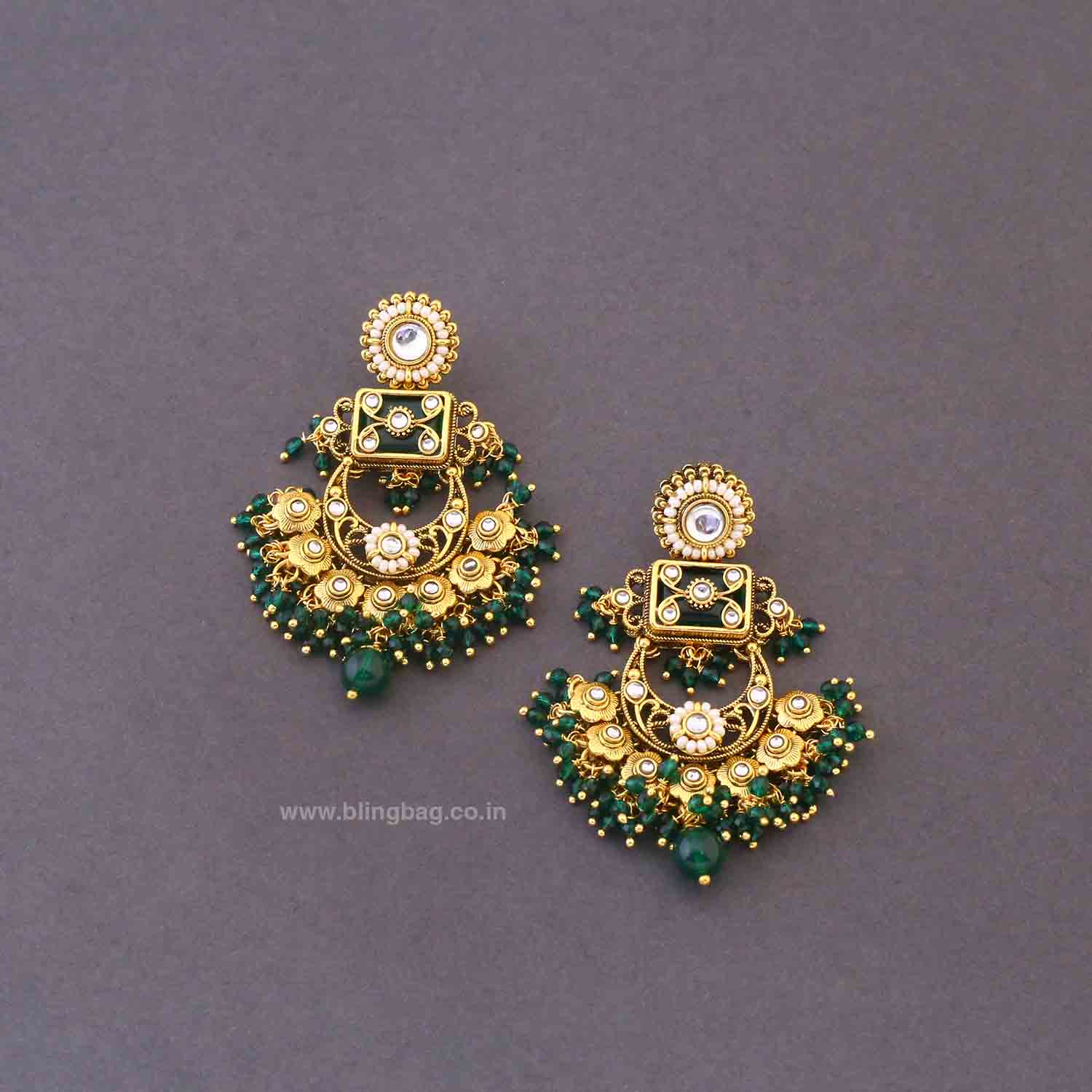Emerald Sannidhi Kundan Bridal Jewellery Set - Image 6