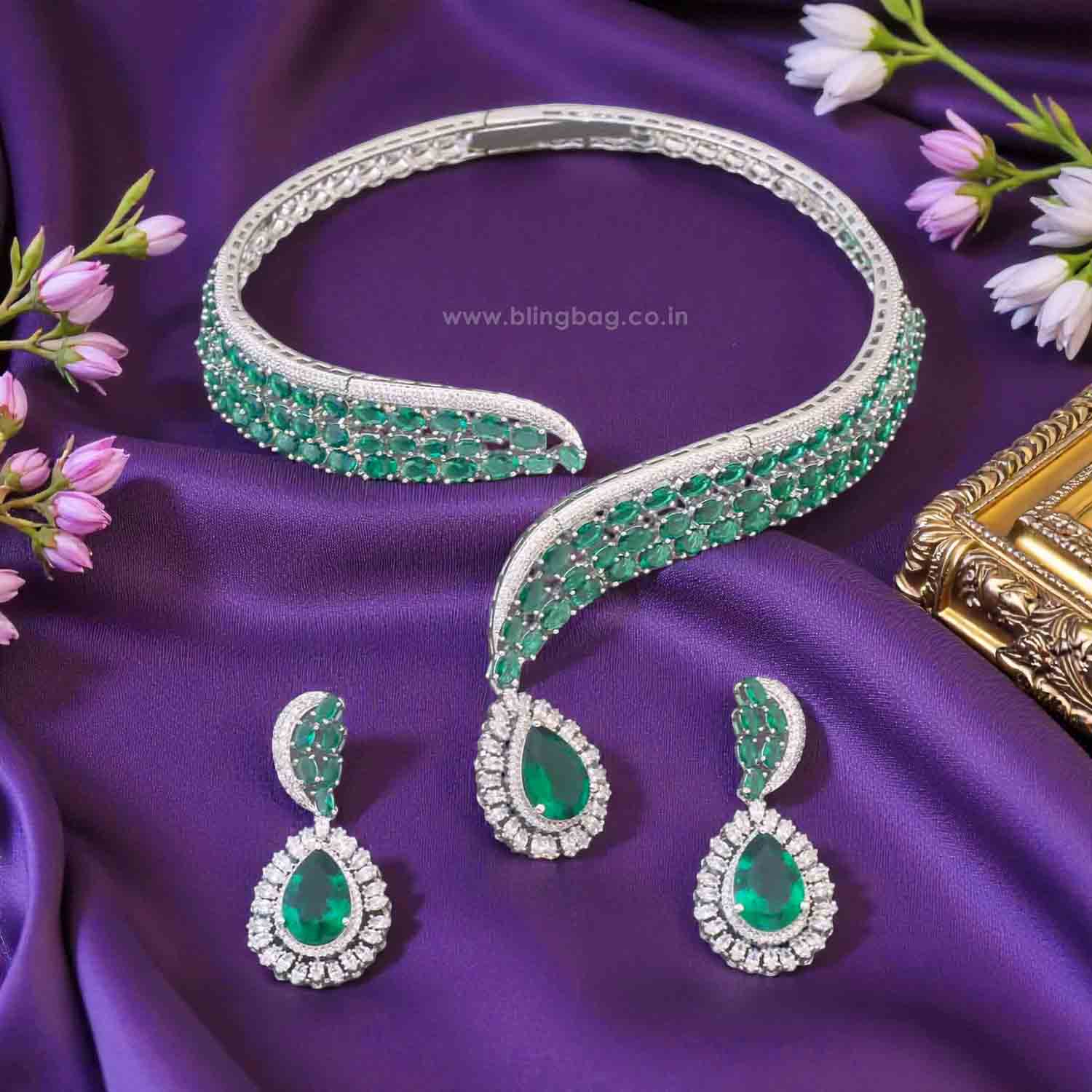 Emerald Seren Hasli Zirconia Jewellery Set - Image 2