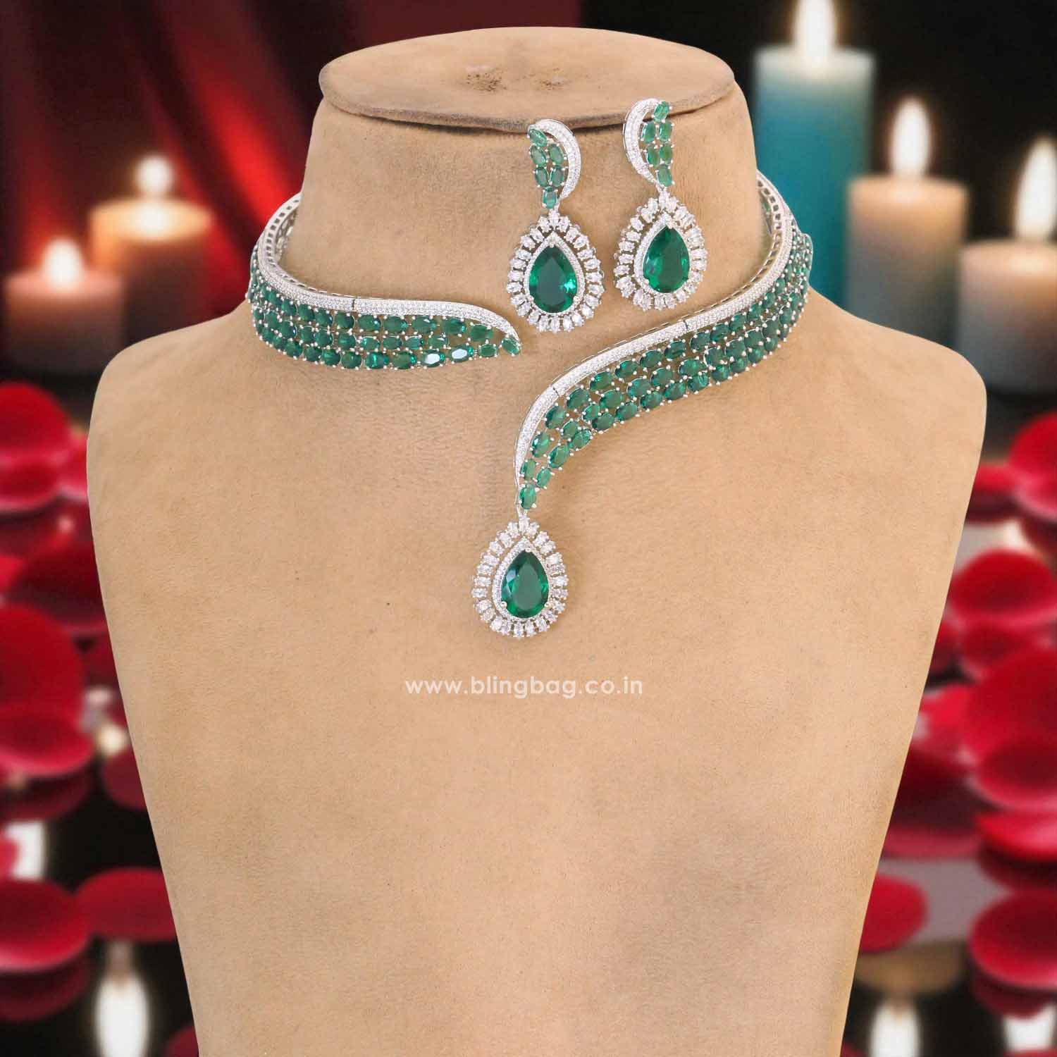 Emerald Seren Hasli Zirconia Jewellery Set - Image 3