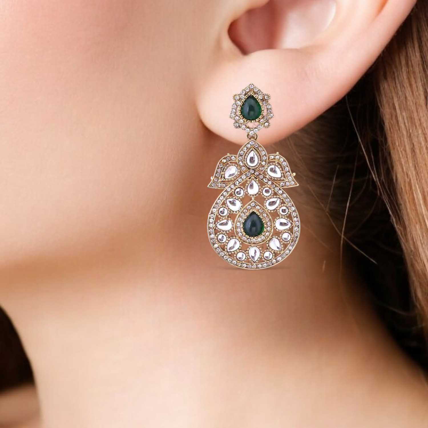 Emerald Sonam Danglers - Image 2