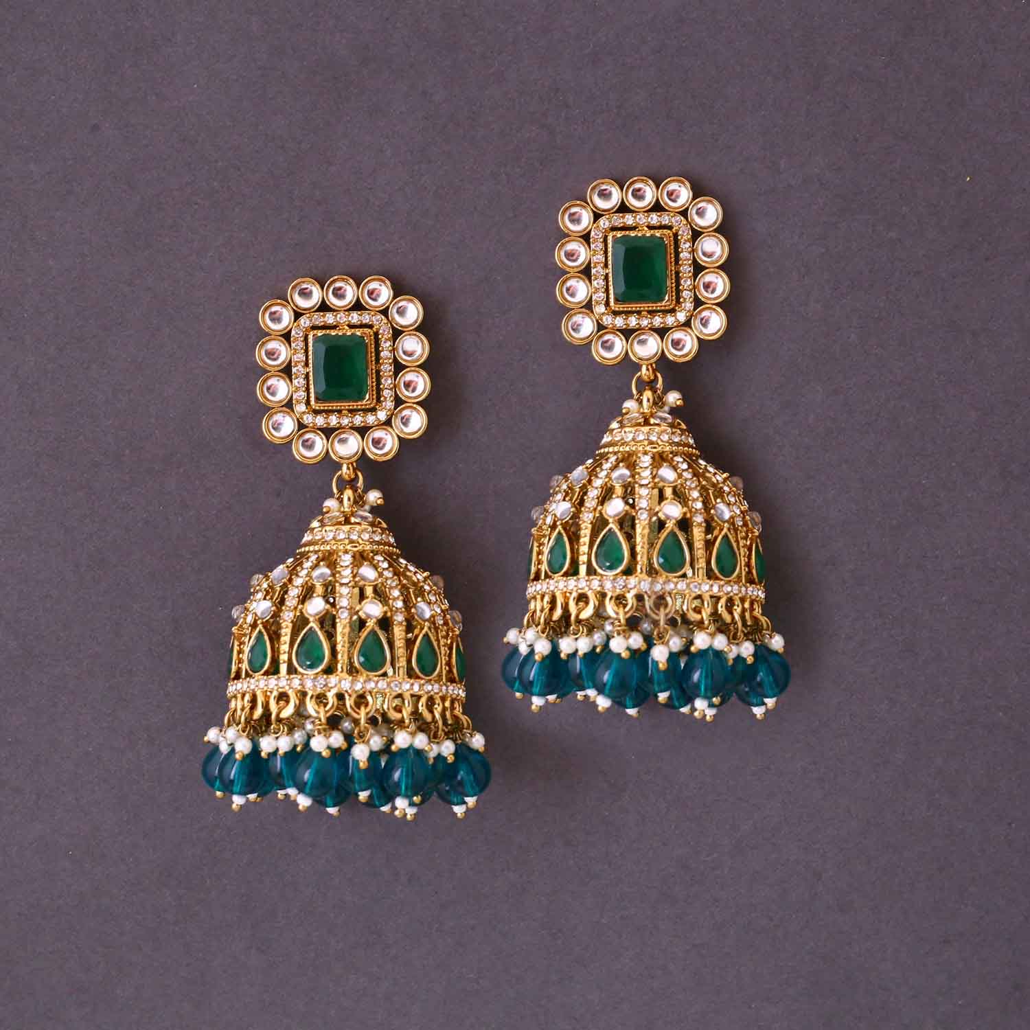 Emerald Sumaniya Jhumkis - Image 3