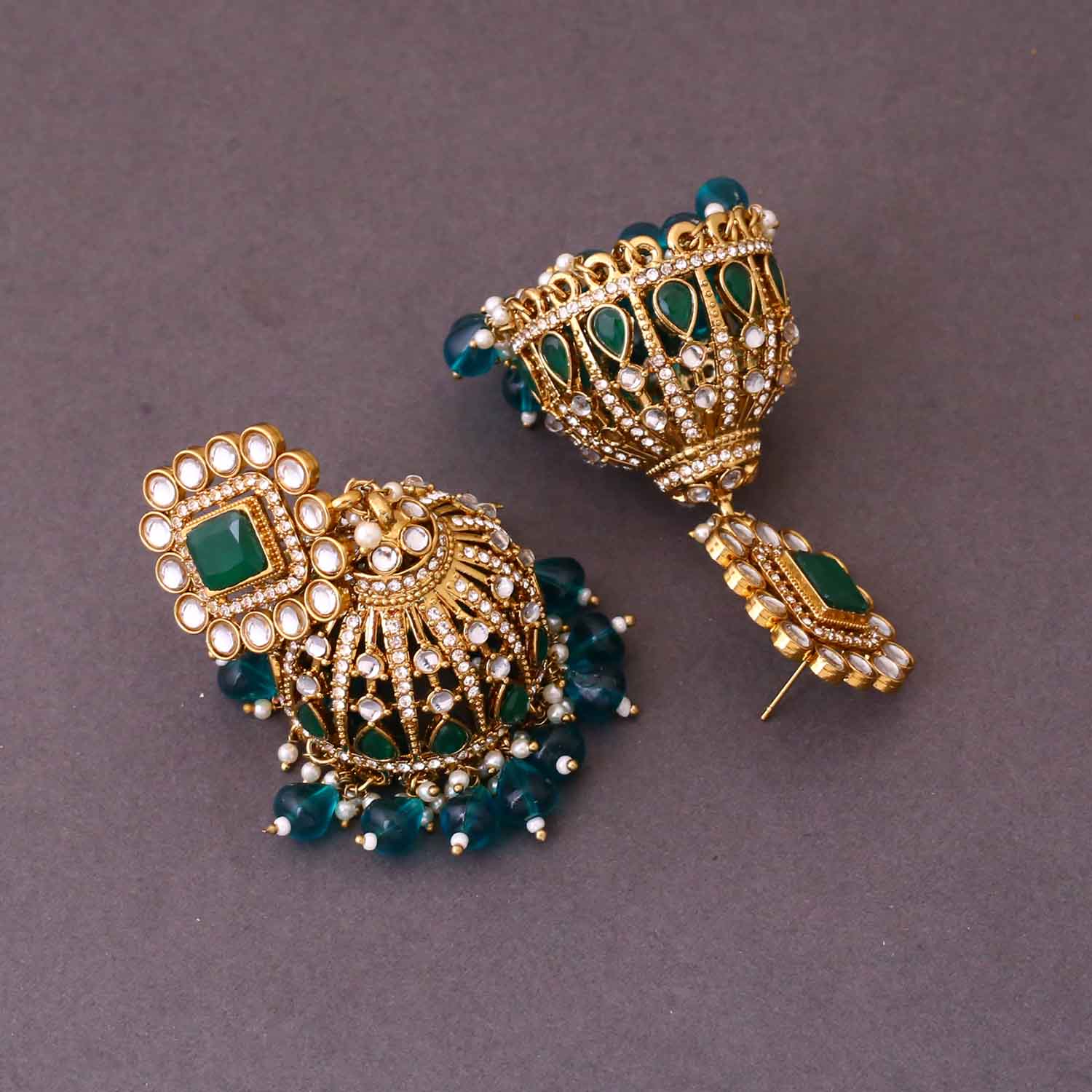 Emerald Sumaniya Jhumkis - Image 4