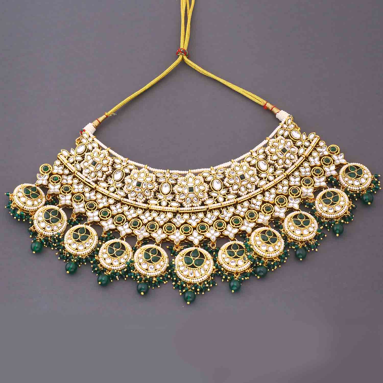 Emerald Tarini Kundan Bridal Jewellery Set - Image 3